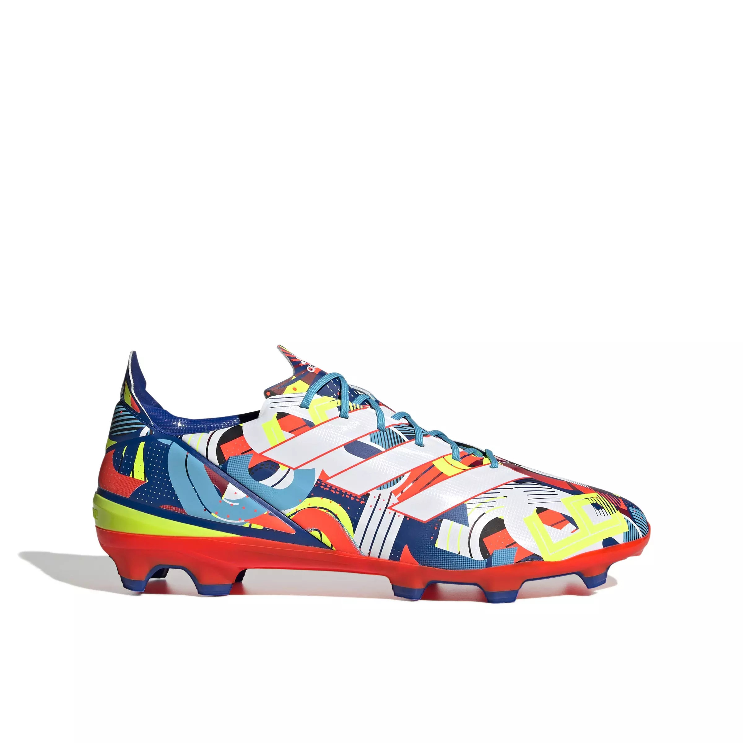 adidas Gamemode Firm Ground "Bright Cyan/Ftwr White/Sol Red" Men's Soccer Cleat - CYAN/WHITE/RED