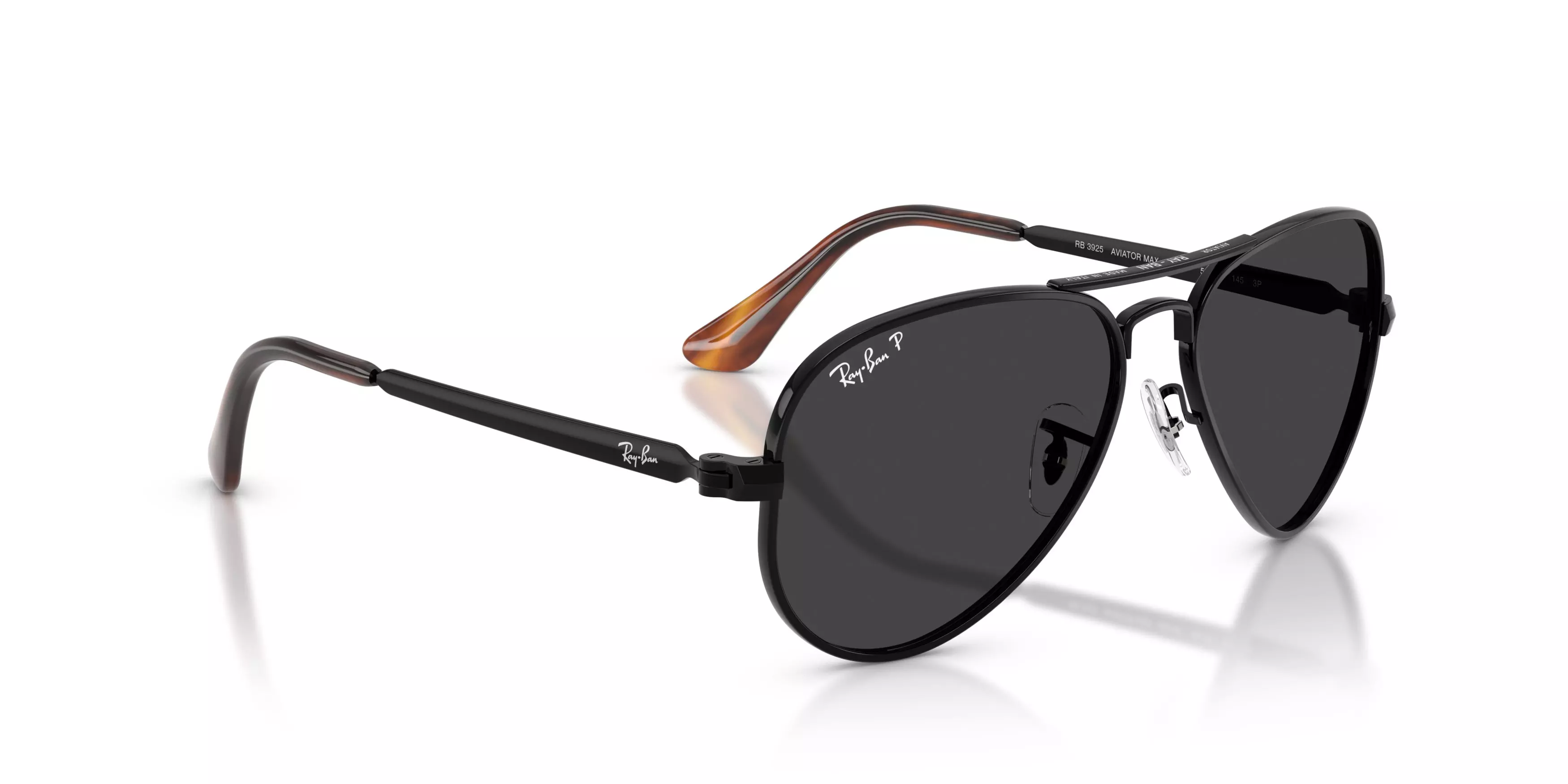 Ray-Ban Aviator Max Black Polarized Sunglasses – Polished Black - BLACK