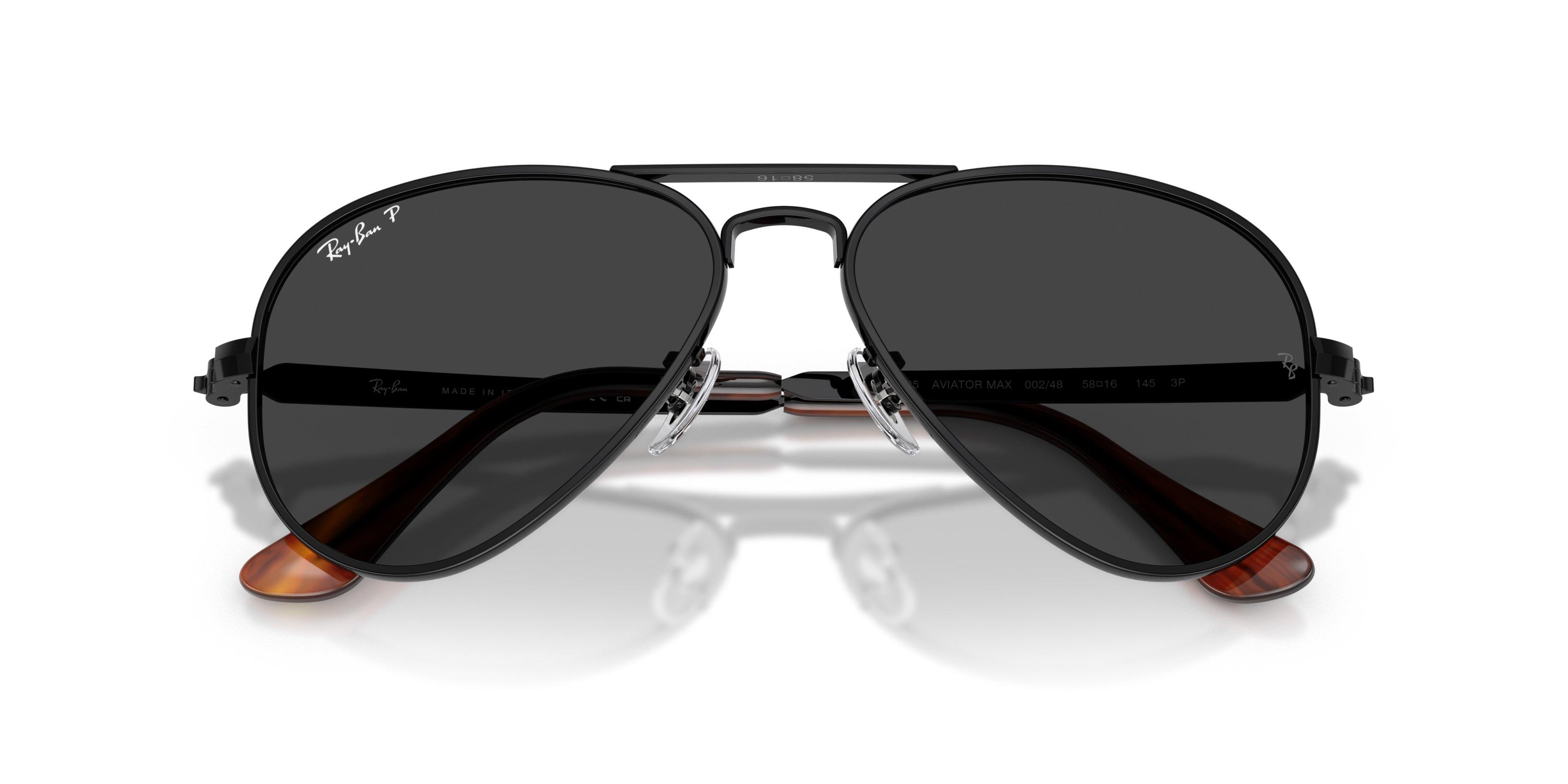 Ray-Ban Aviator Max Black Polarized Sunglasses &ndash; Polished Black - BLACK Thumbnail View 6