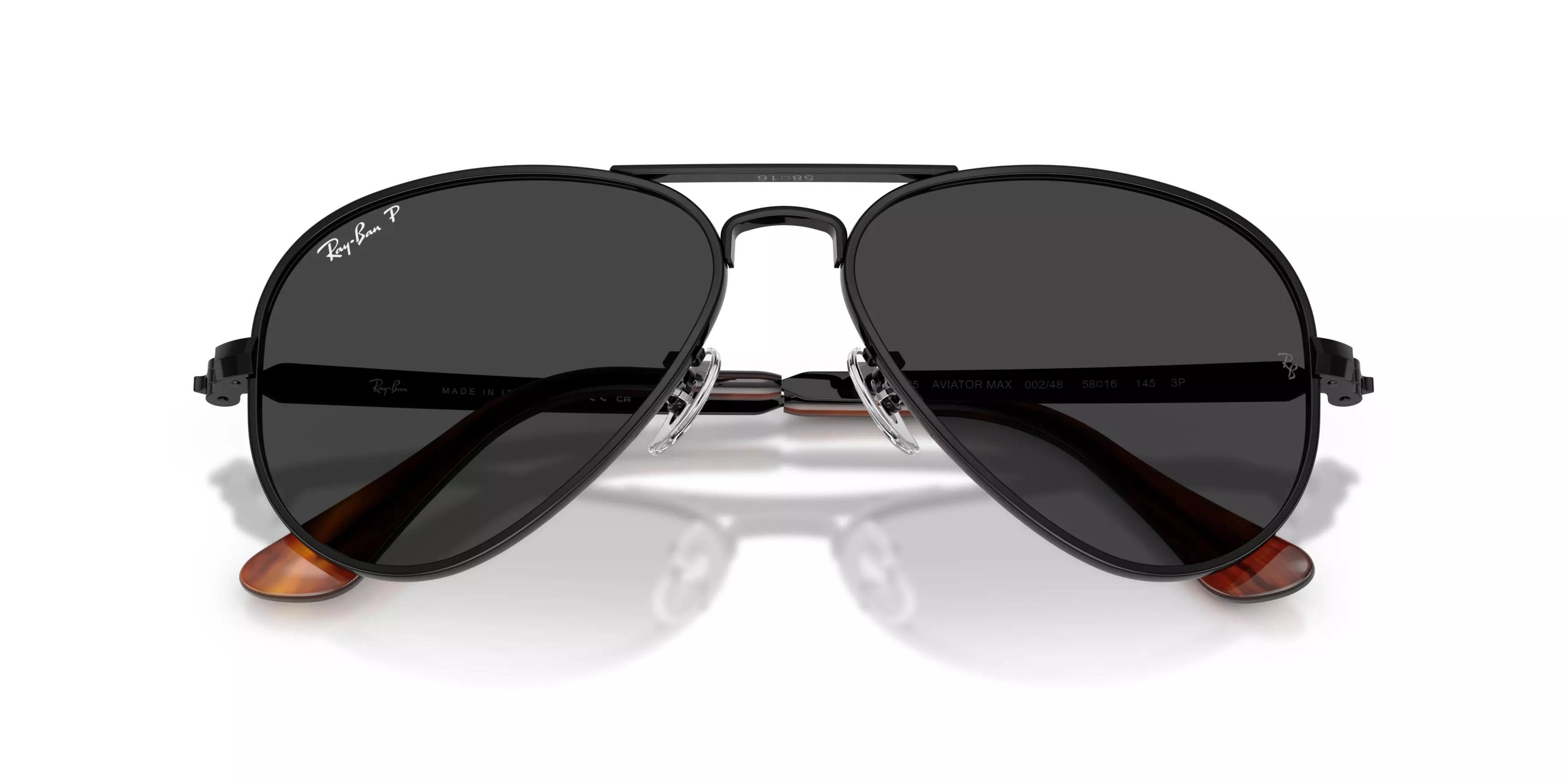 Ray-Ban Aviator Max Black Polarized Sunglasses – Polished Black - BLACK