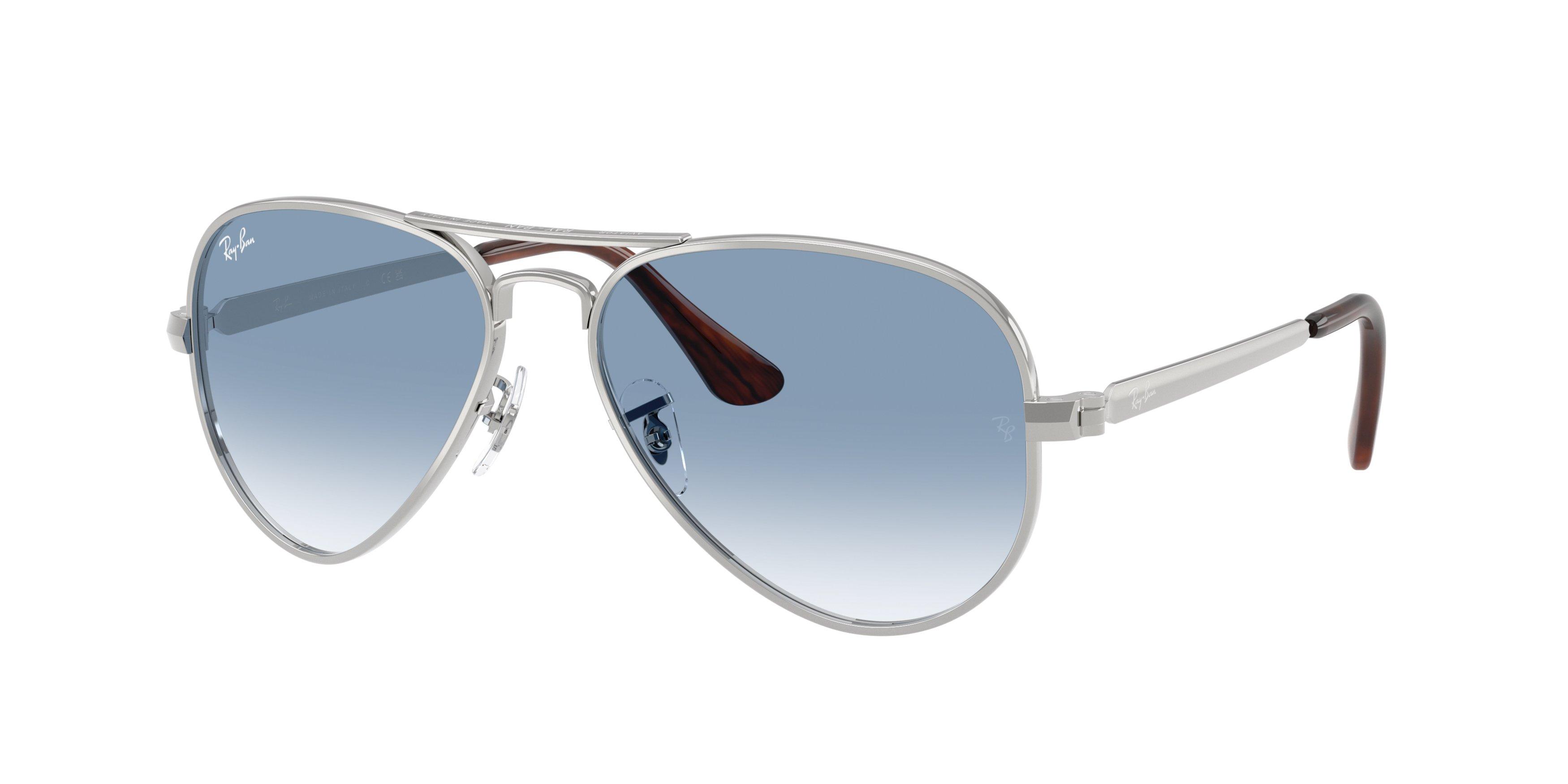Ray-Ban Aviator Max Clear Gradient Blue Sunglasses &ndash; Polished Silver - SILVER/BLUE Thumbnail View 1