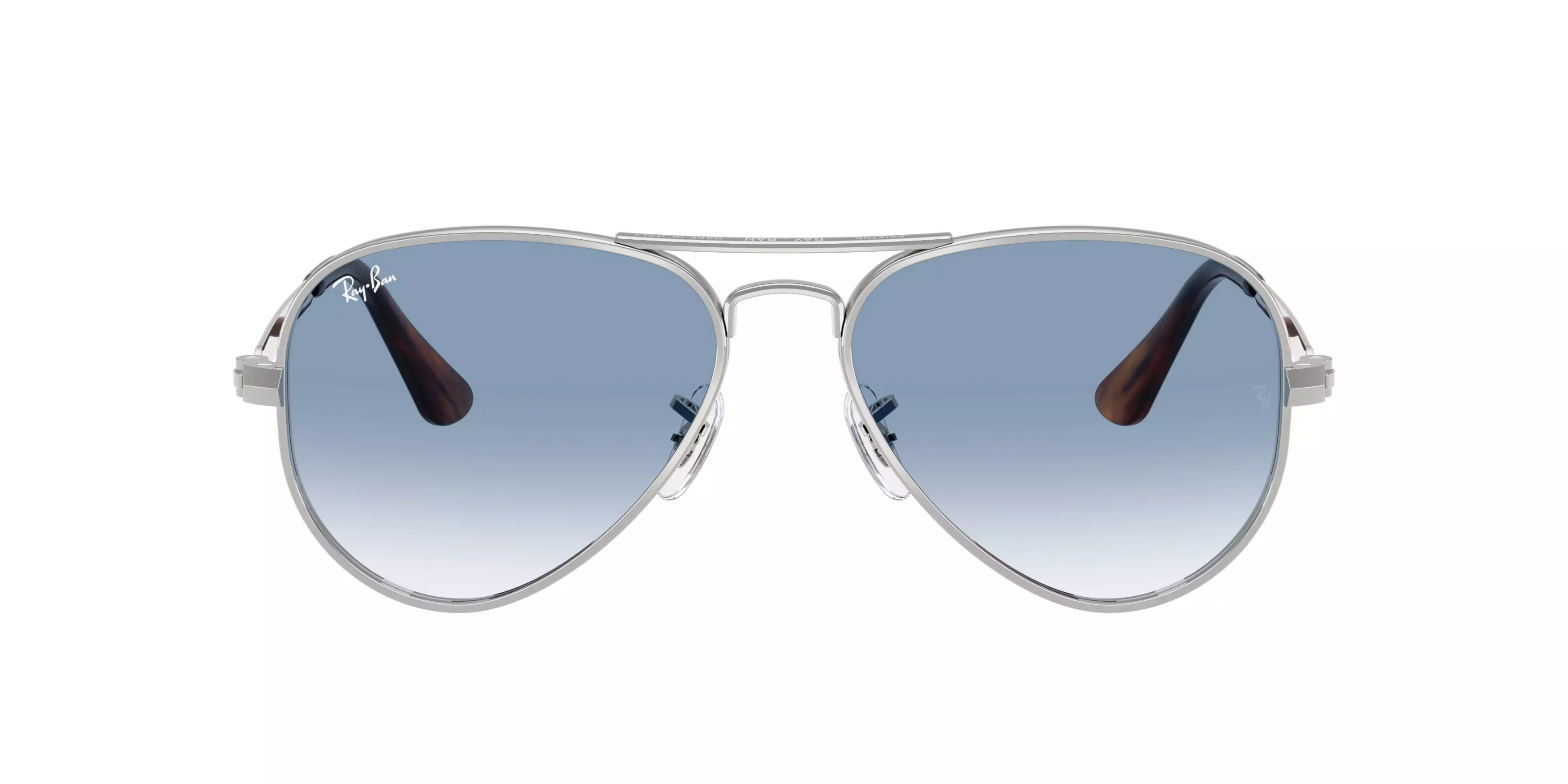 Ray-Ban Aviator Max Clear Gradient Blue Sunglasses – Polished Silver - SILVER/BLUE