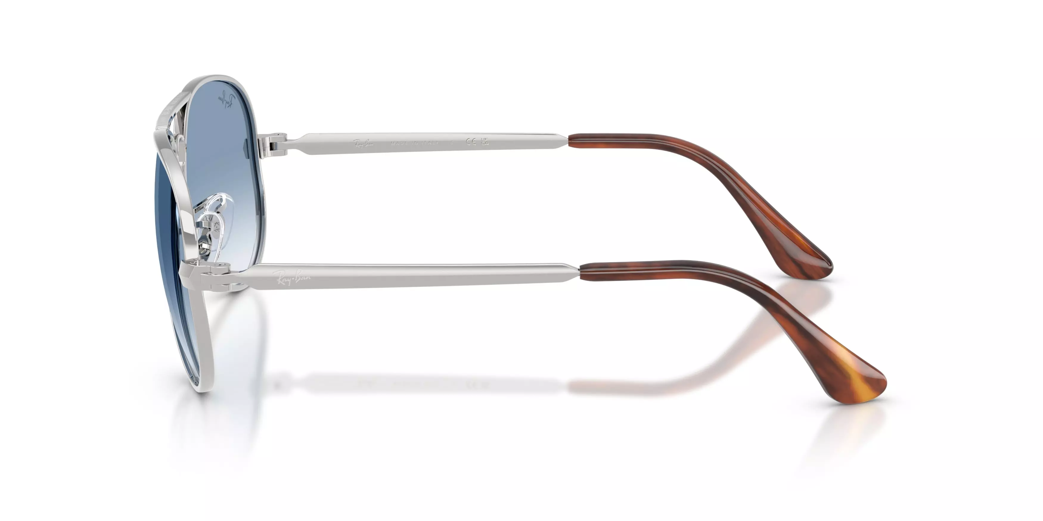 Ray-Ban Aviator Max Clear Gradient Blue Sunglasses – Polished Silver - SILVER/BLUE