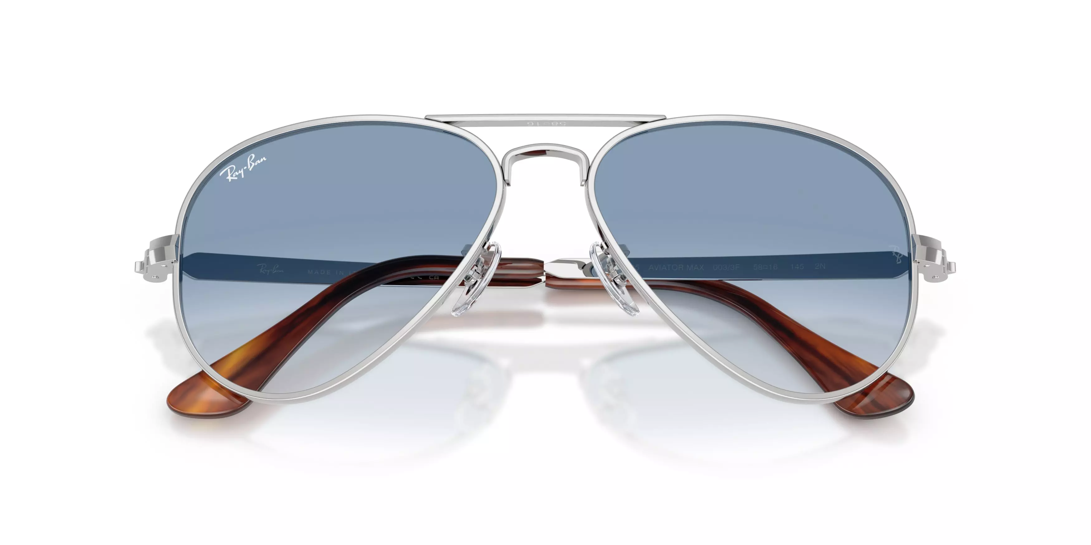 Ray-Ban Aviator Max Clear Gradient Blue Sunglasses – Polished Silver - SILVER/BLUE