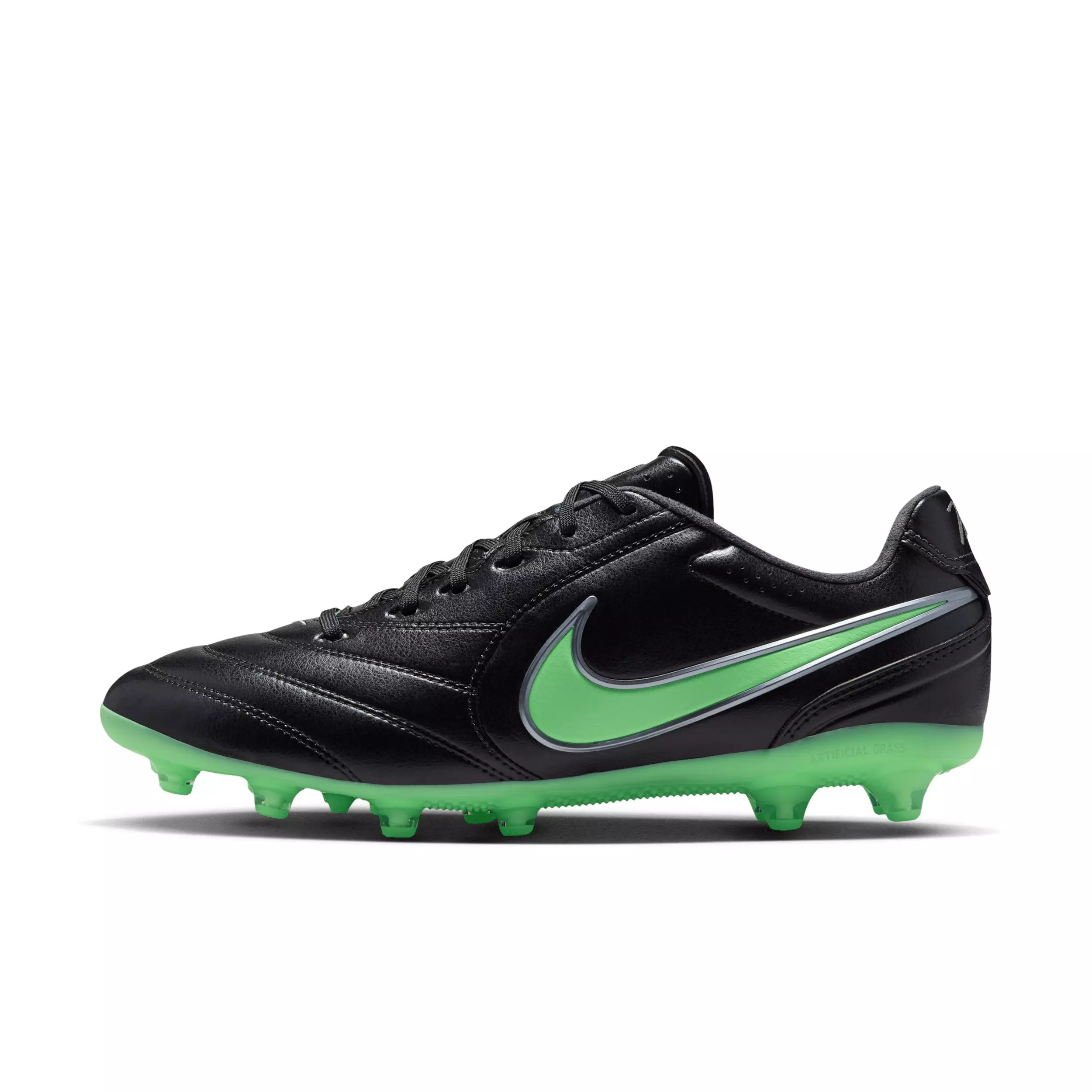 Nike Tiempo Ligera Pro AG "Black/Black/Illusion Green" Men's Soccer Cleat - BLACK/BLACK/GREEN