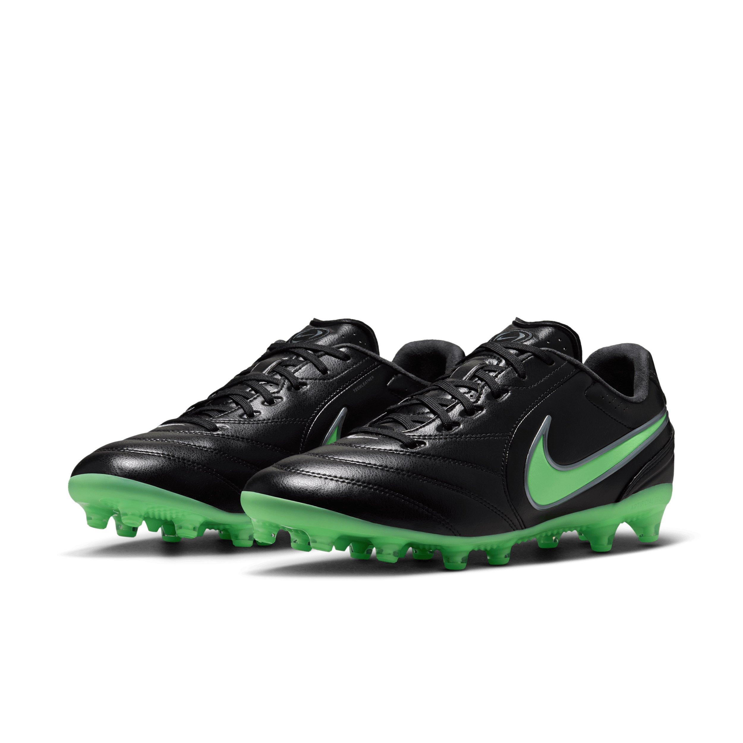 Nike Tiempo Ligera Pro AG "Black/Black/Illusion Green" Men's Soccer Cleat - BLACK/BLACK/GREEN Thumbnail View 3
