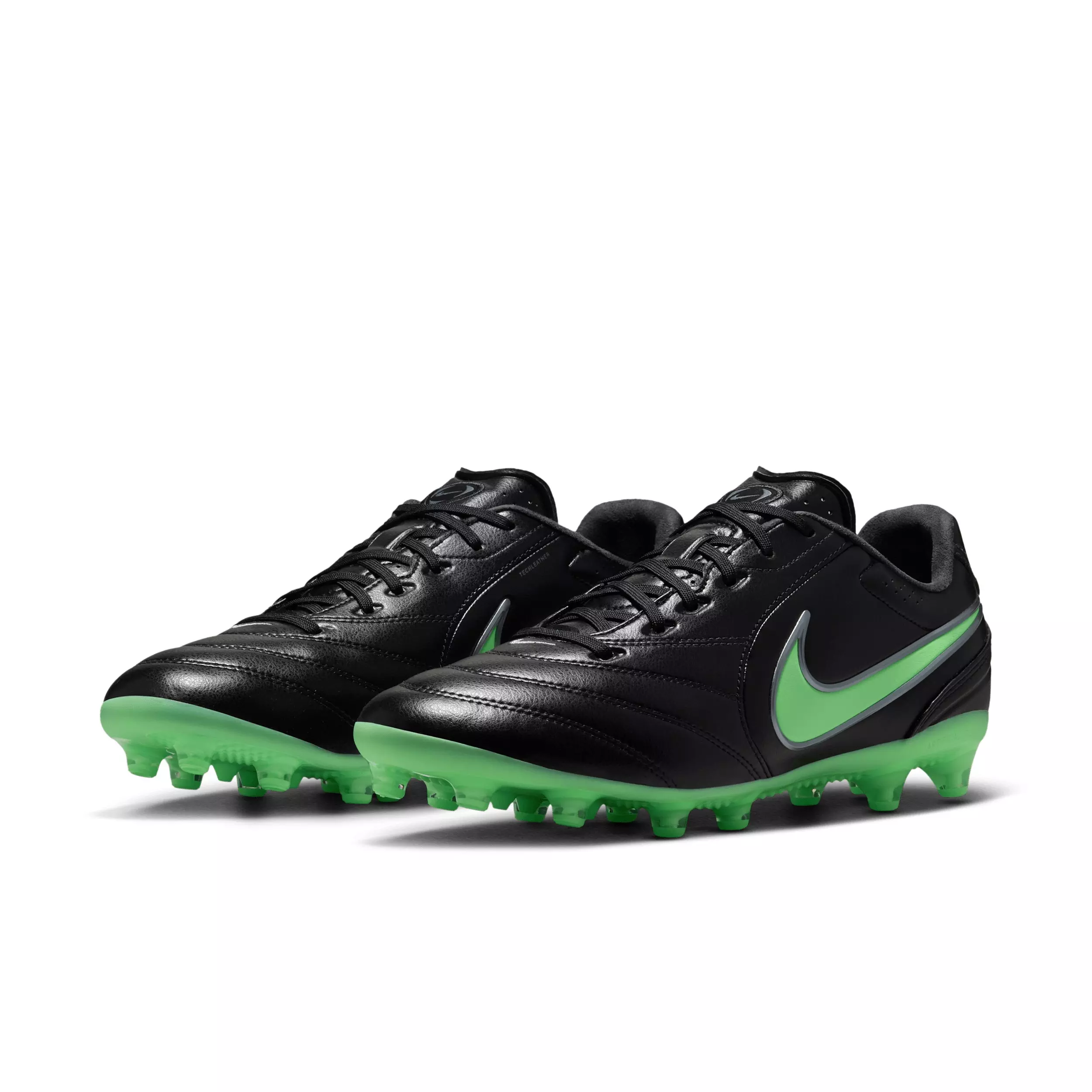 Nike Tiempo Ligera Pro AG "Black/Black/Illusion Green" Men's Soccer Cleat - BLACK/BLACK/GREEN