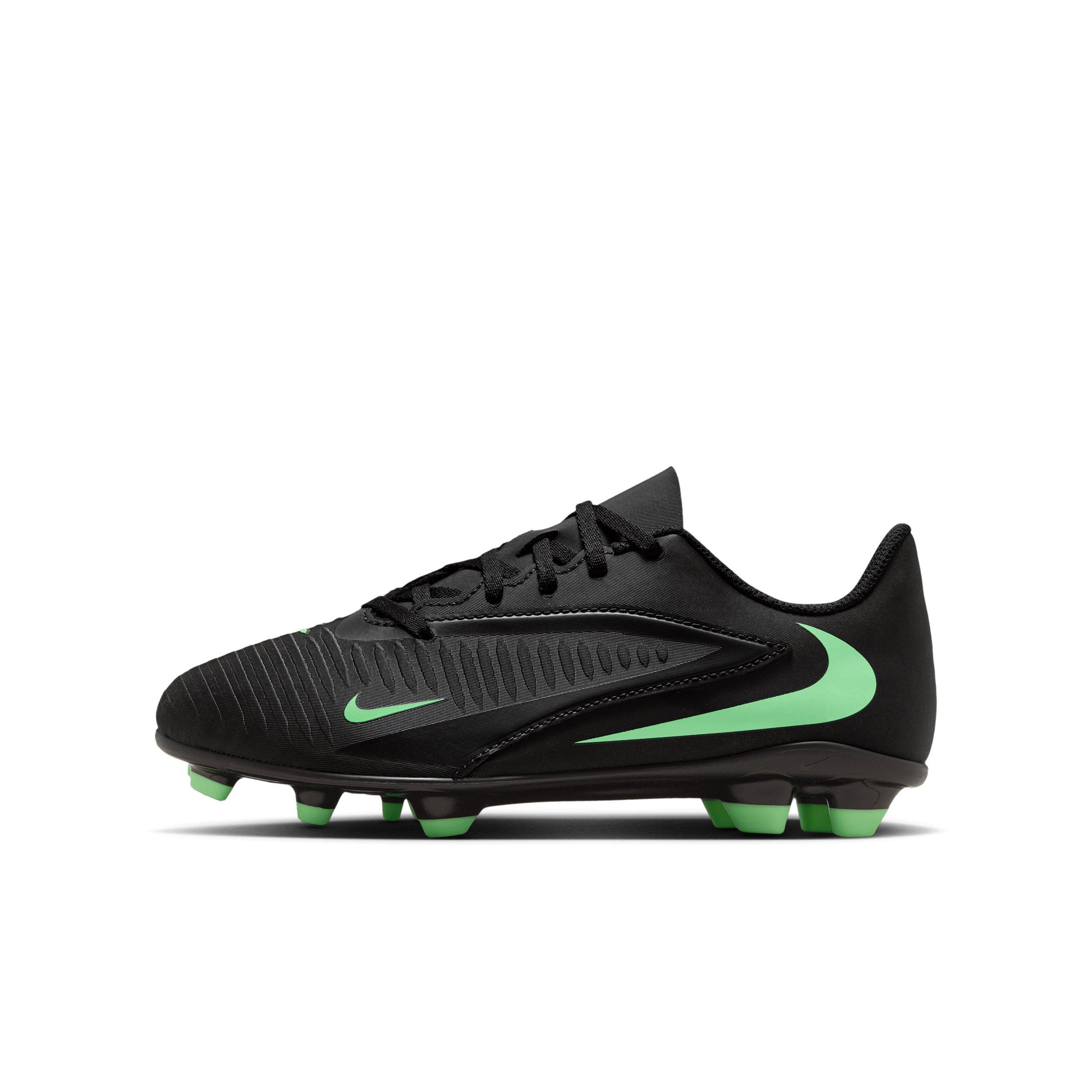 Nike Phantom 6 Low Club MG "Black/Black/Illusion Green" Grade School Kids' Soccer Cleat - BLACK/BLACK/GREEN Thumbnail View 2