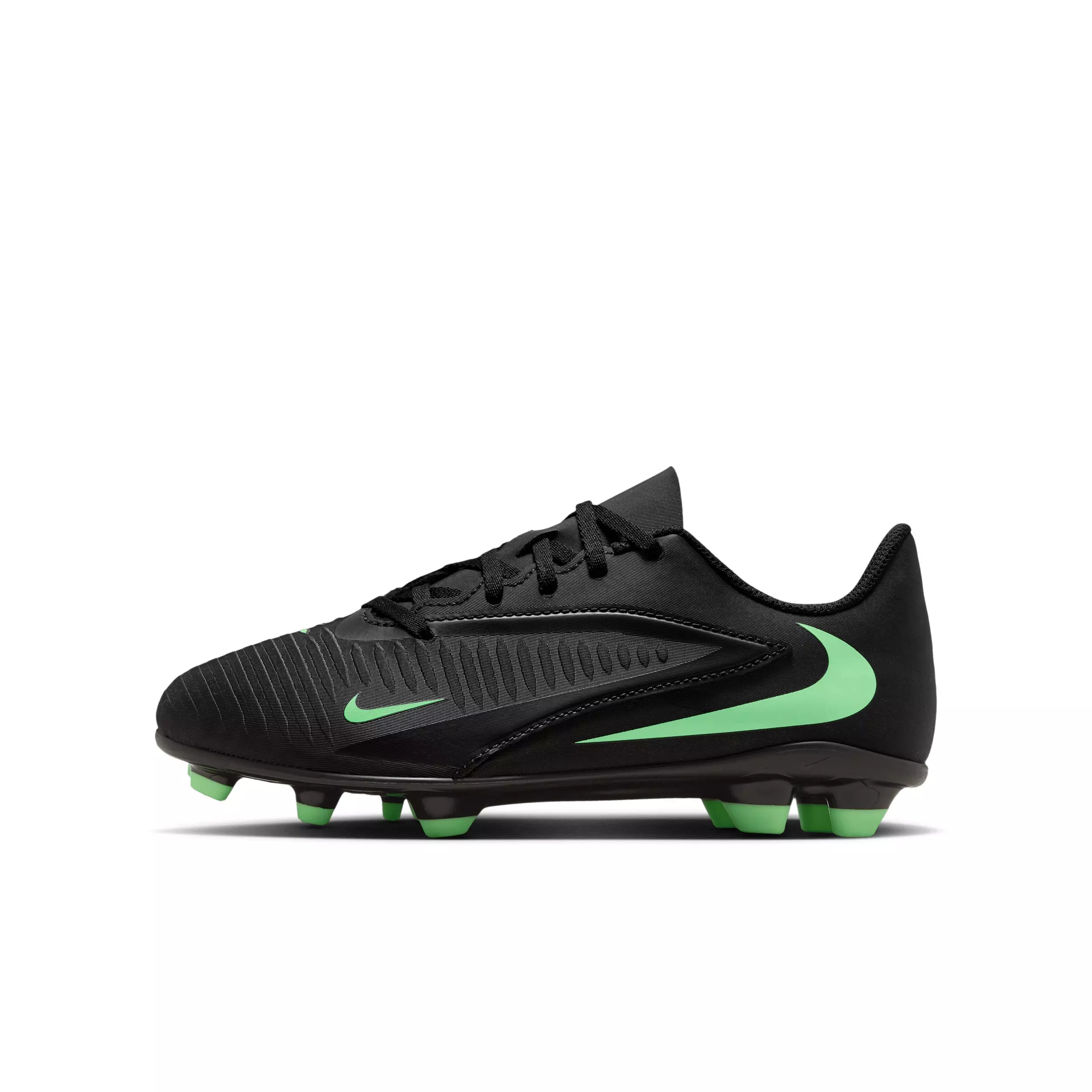 Nike Phantom 6 Low Club MG "Black/Black/Illusion Green" Grade School Kids' Soccer Cleat - BLACK/BLACK/GREEN