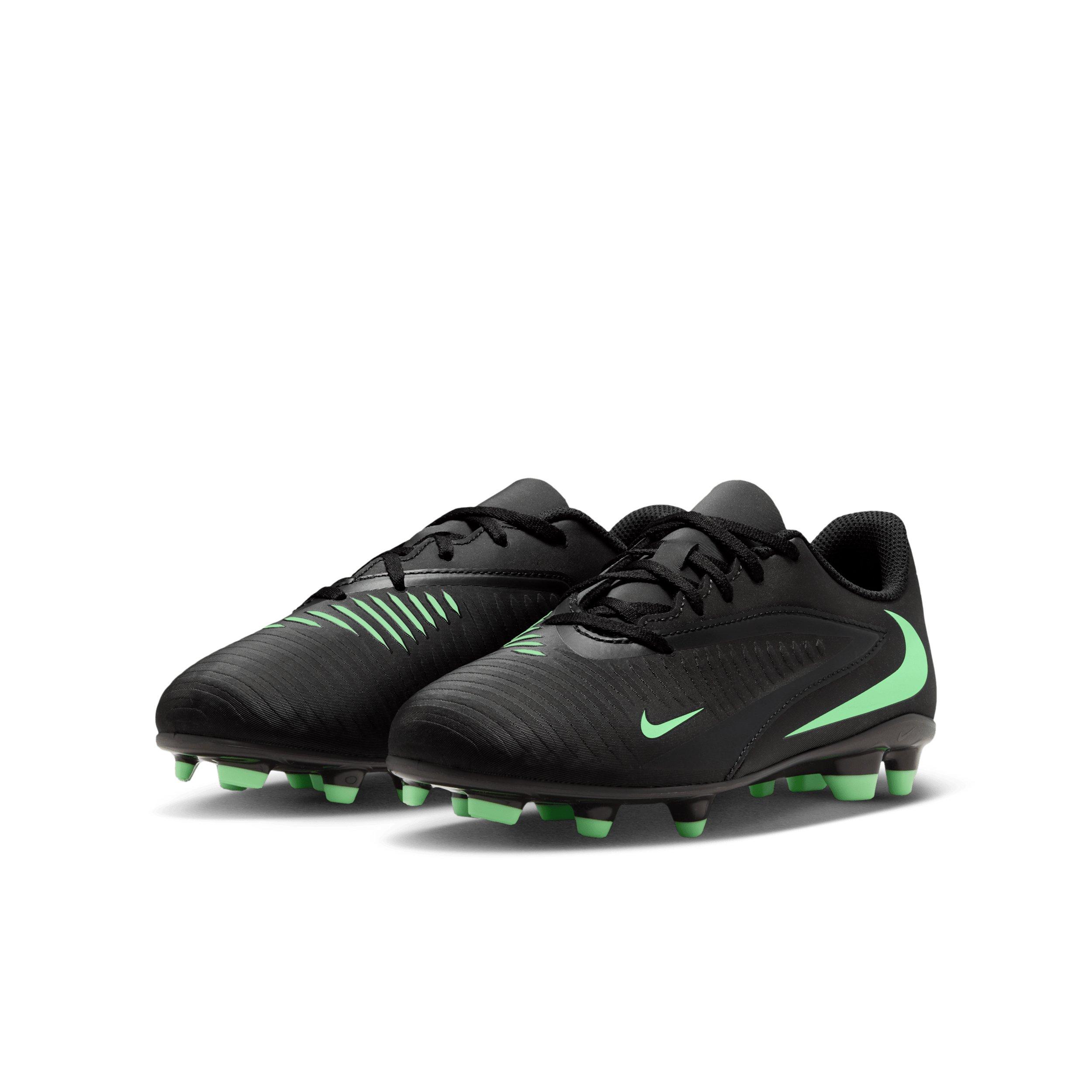 Nike Phantom 6 Low Club MG "Black/Black/Illusion Green" Grade School Kids' Soccer Cleat - BLACK/BLACK/GREEN Thumbnail View 3