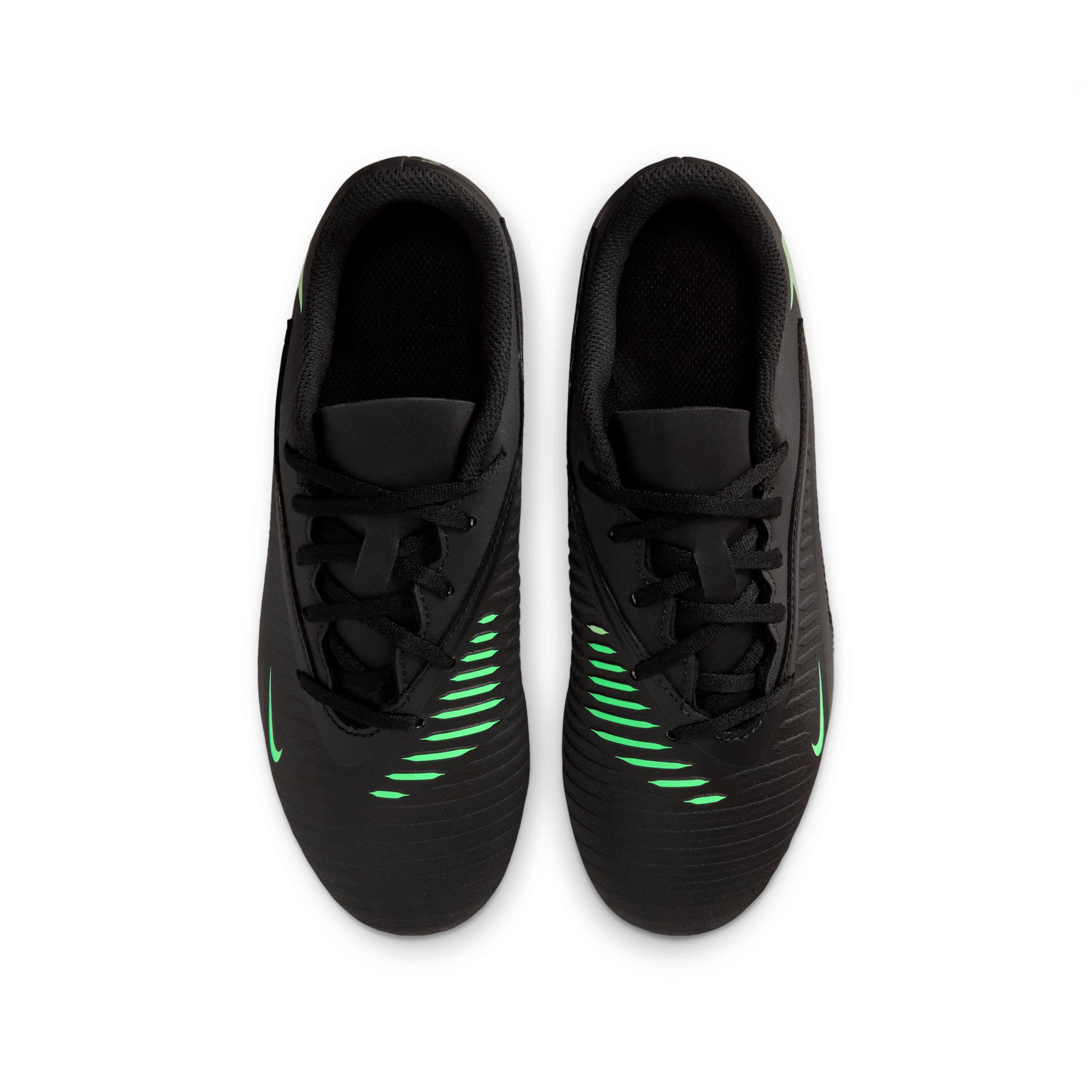 Nike Phantom 6 Low Club MG "Black/Black/Illusion Green" Grade School Kids' Soccer Cleat - BLACK/BLACK/GREEN Thumbnail View 4