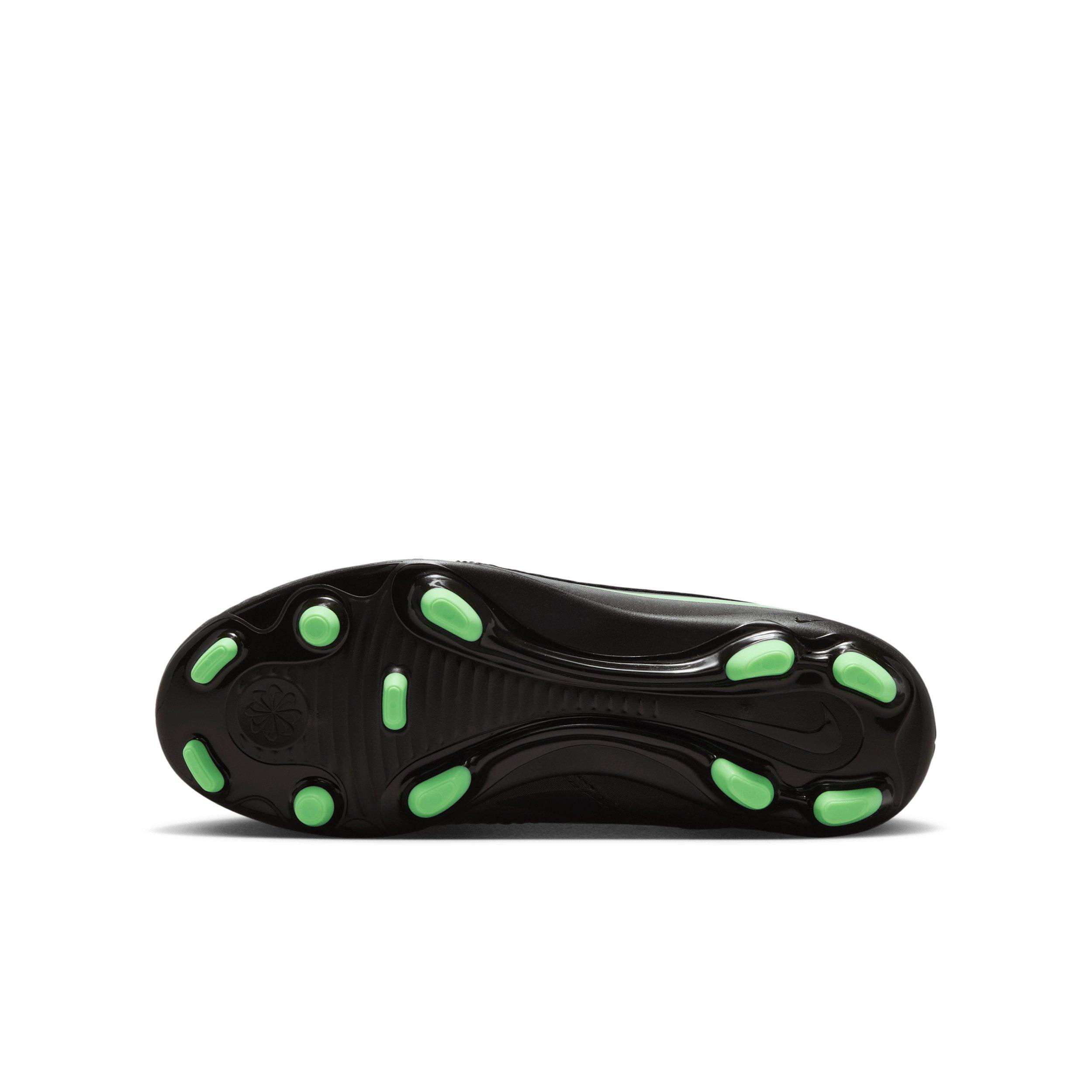 Nike Phantom 6 Low Club MG "Black/Black/Illusion Green" Grade School Kids' Soccer Cleat - BLACK/BLACK/GREEN Thumbnail View 6