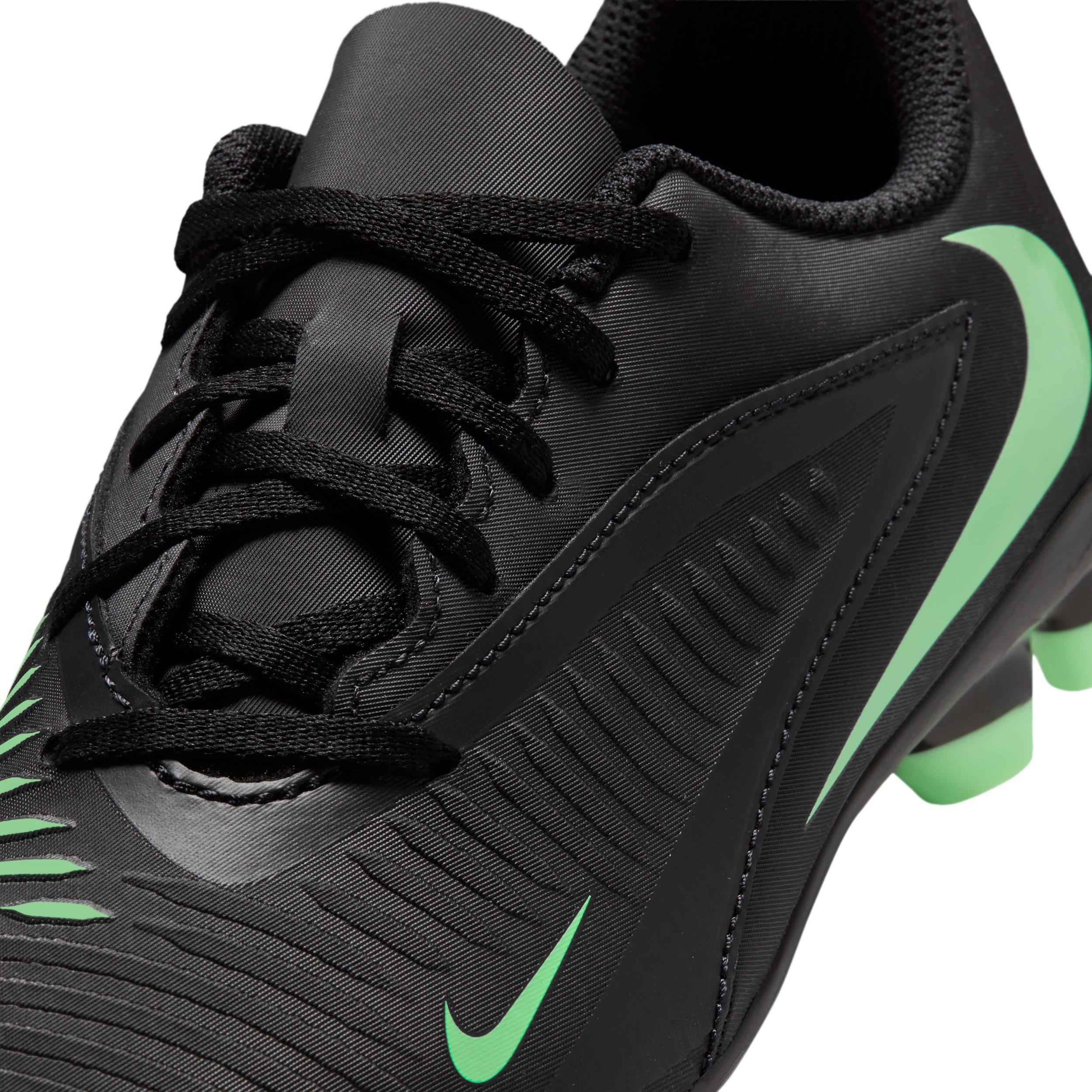 Nike Phantom 6 Low Club MG "Black/Black/Illusion Green" Grade School Kids' Soccer Cleat - BLACK/BLACK/GREEN Thumbnail View 8
