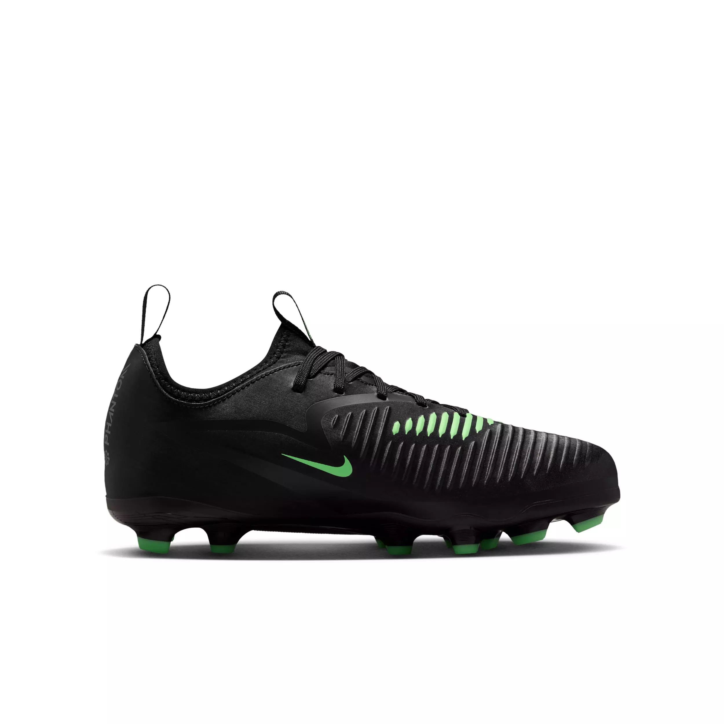 Nike Phantom 6 Low Academy MG "Black/Black/Illusion Green" Grade School Kids' Soccer Cleat - BLACK/BLACK/GREEN