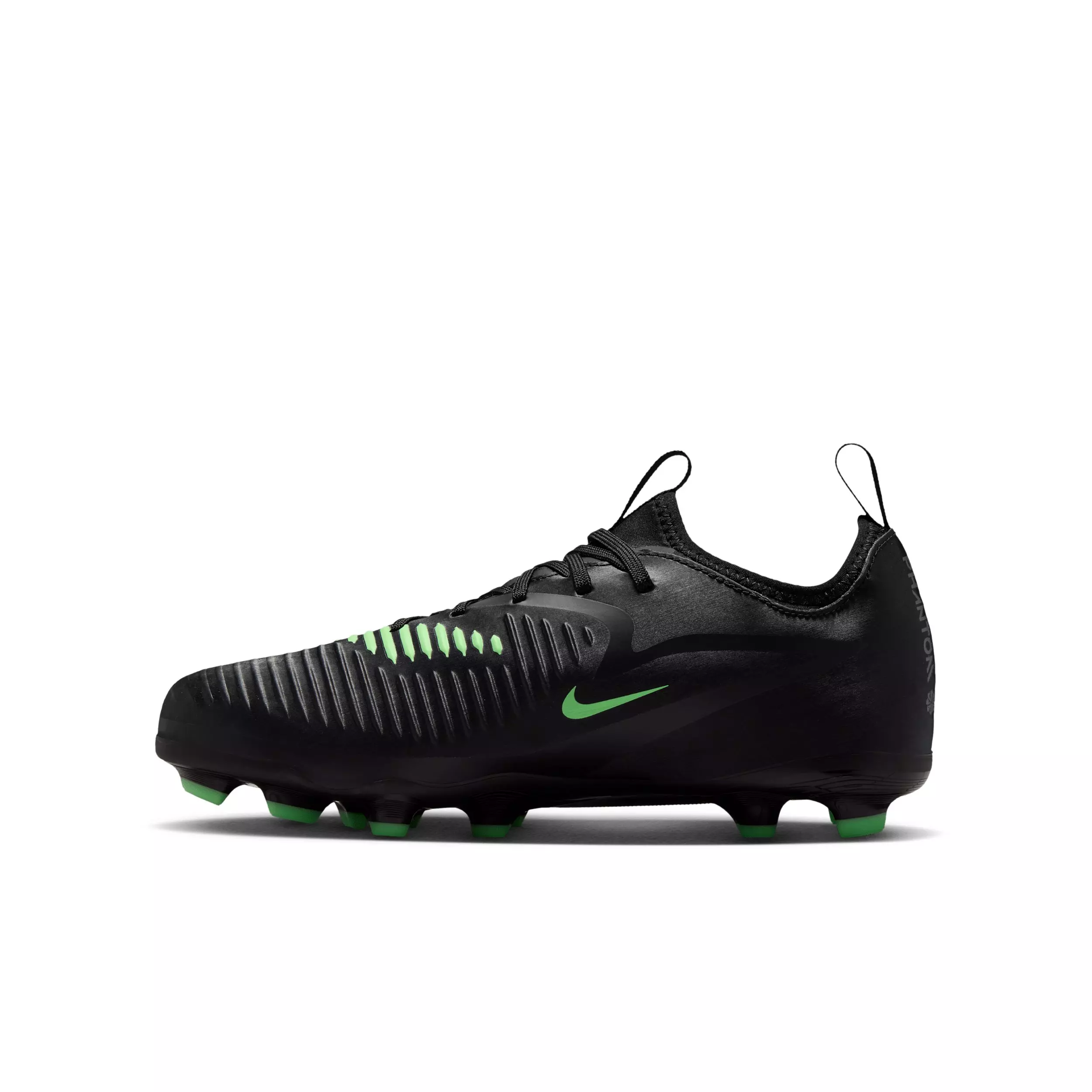 Nike Phantom 6 Low Academy MG "Black/Black/Illusion Green" Grade School Kids' Soccer Cleat - BLACK/BLACK/GREEN