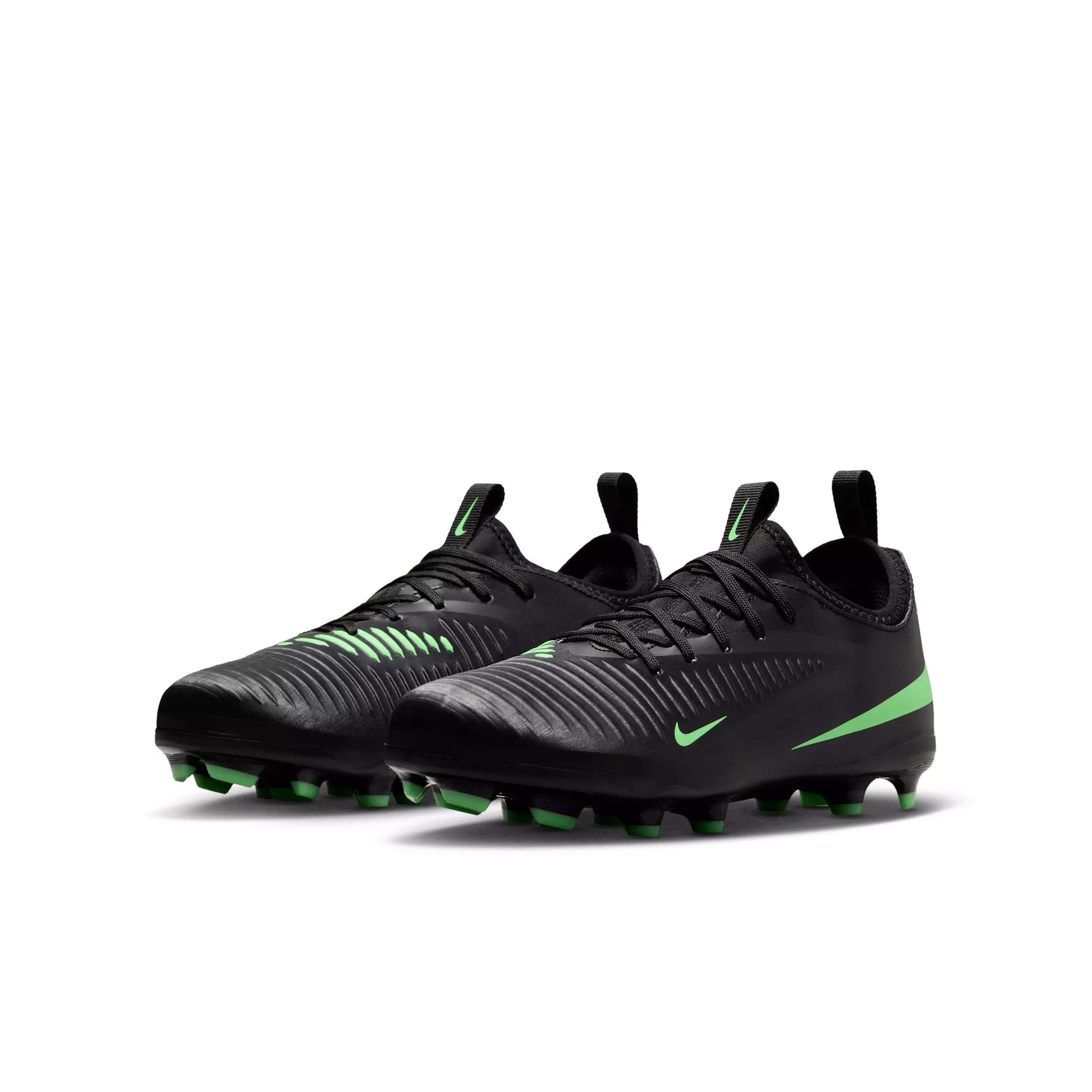 Nike Phantom 6 Low Academy MG "Black/Black/Illusion Green" Grade School Kids' Soccer Cleat - BLACK/BLACK/GREEN