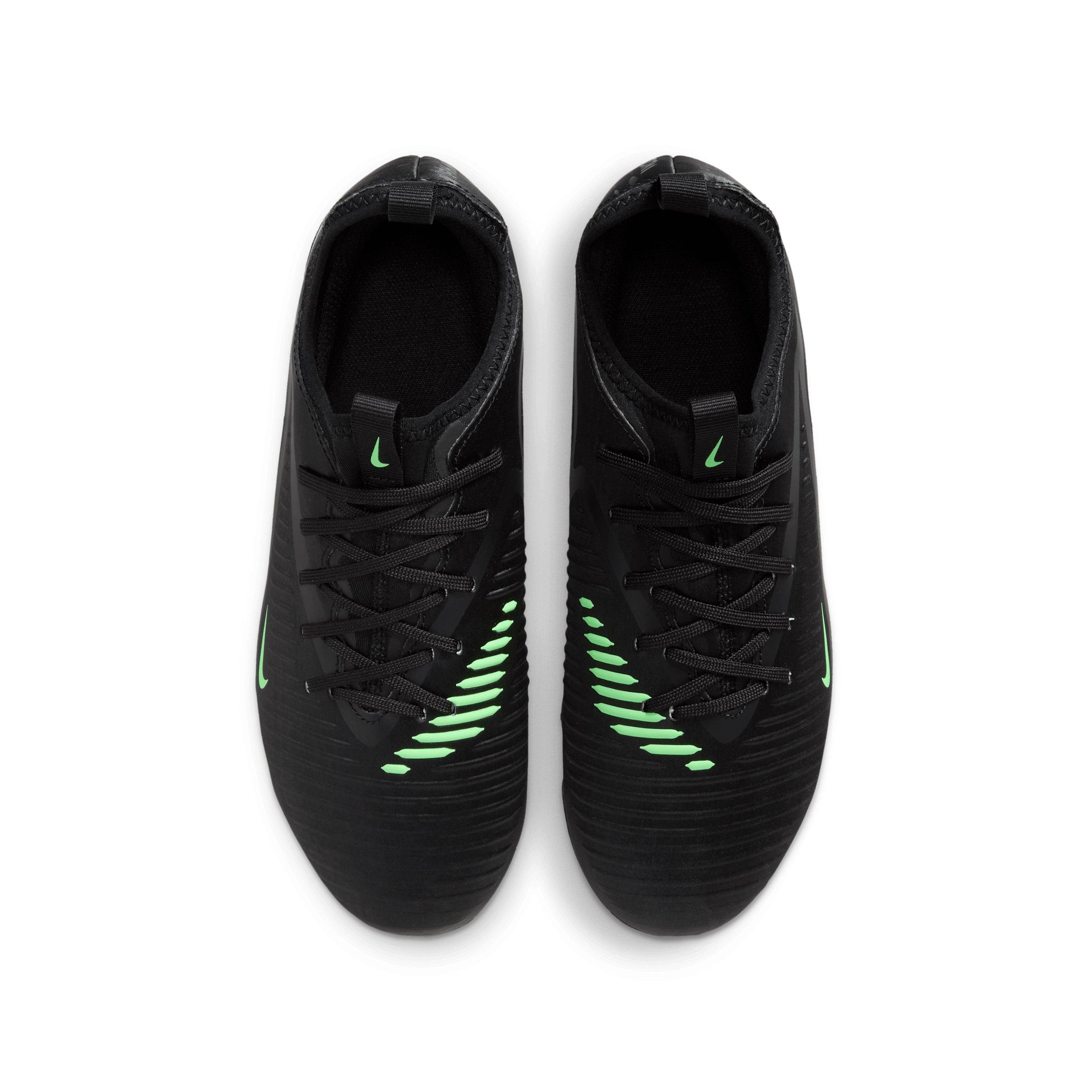 Nike Phantom 6 Low Academy MG Grade School Kids' "Black/Black/Illusion Green" Soccer Cleat