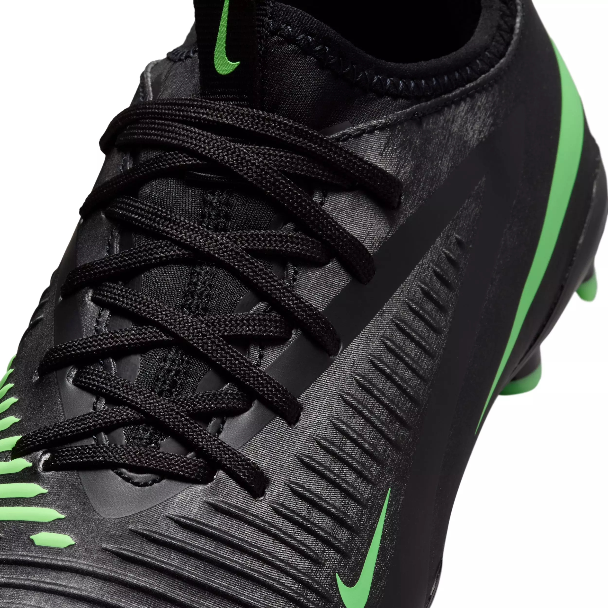 Nike Phantom 6 Low Academy MG "Black/Black/Illusion Green" Grade School Kids' Soccer Cleat - BLACK/BLACK/GREEN