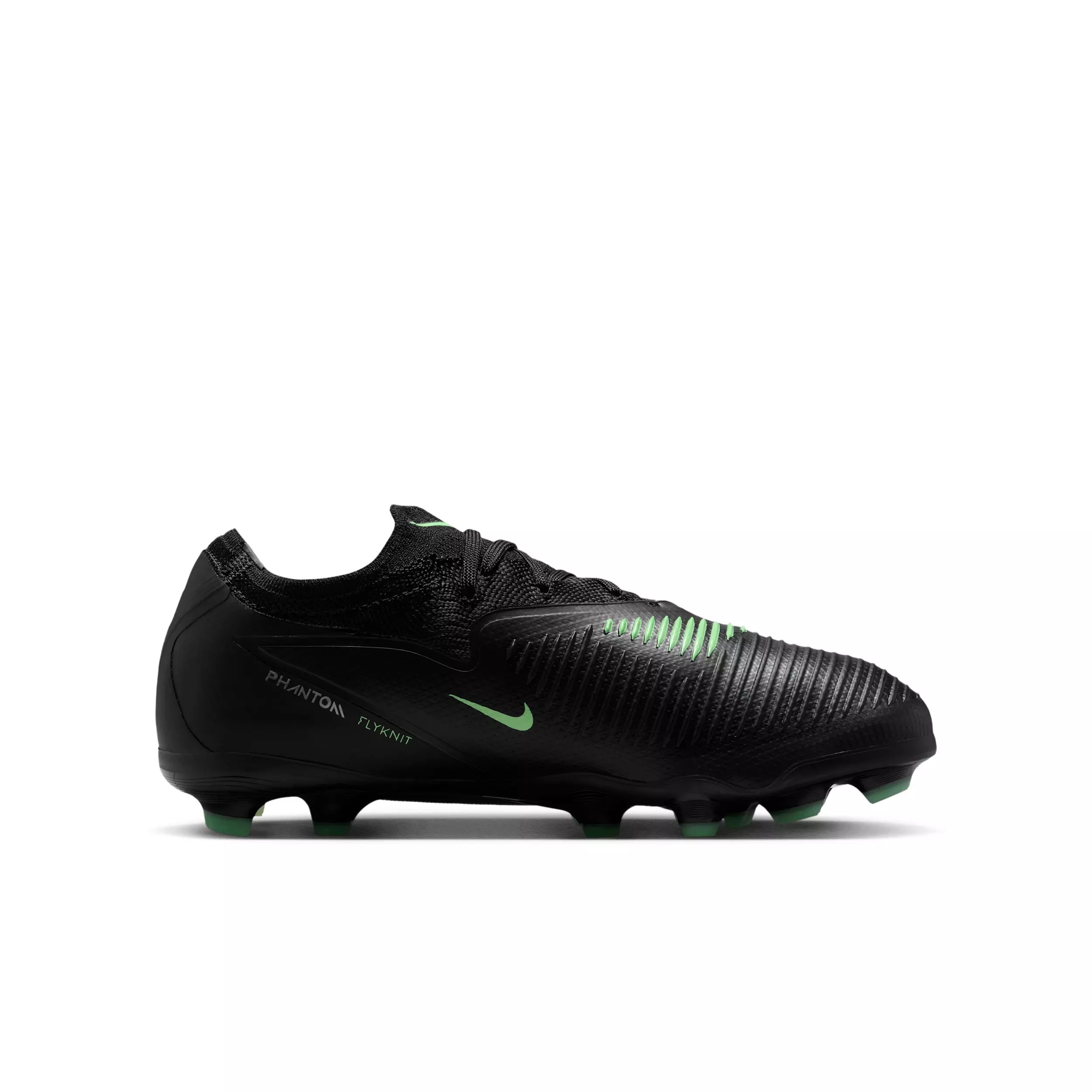 Nike Phantom 6 Low Pro MG "Black/Black/Illusion Green" Grade School Kids' Soccer Cleat - BLACK/BLACK/GREEN