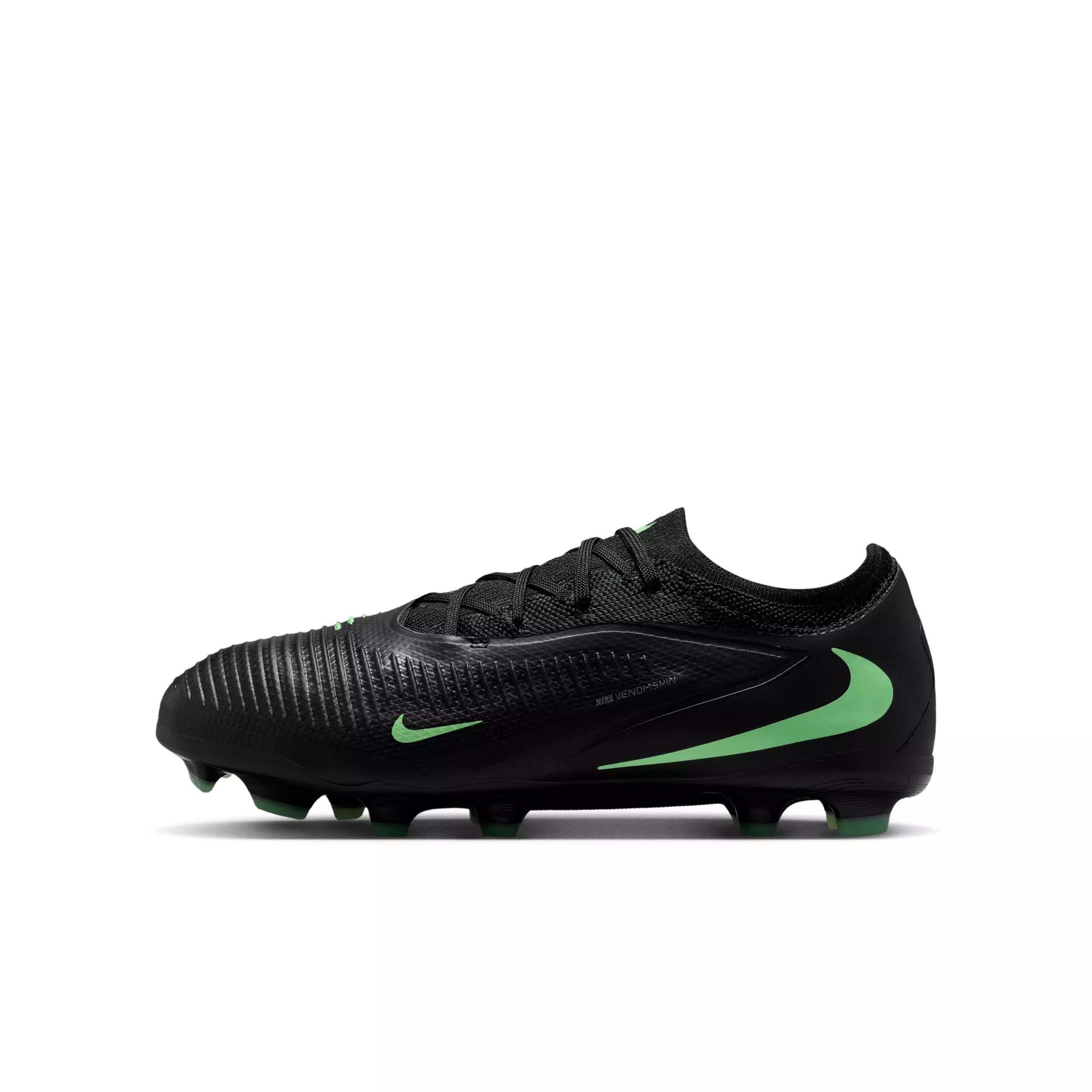 Nike Phantom 6 Low Pro MG "Black/Black/Illusion Green" Grade School Kids' Soccer Cleat - BLACK/BLACK/GREEN