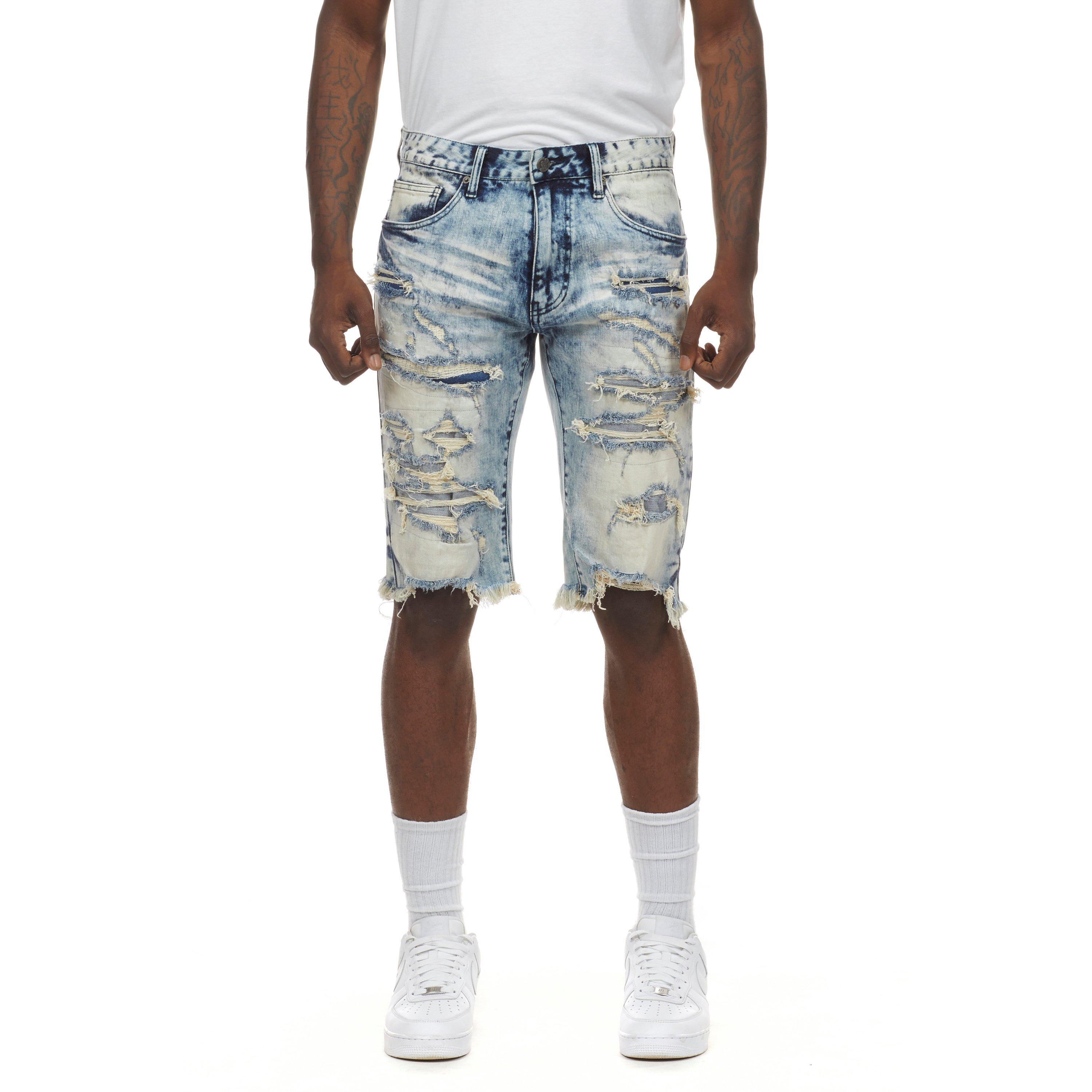 grindhouse ripped denim shorts