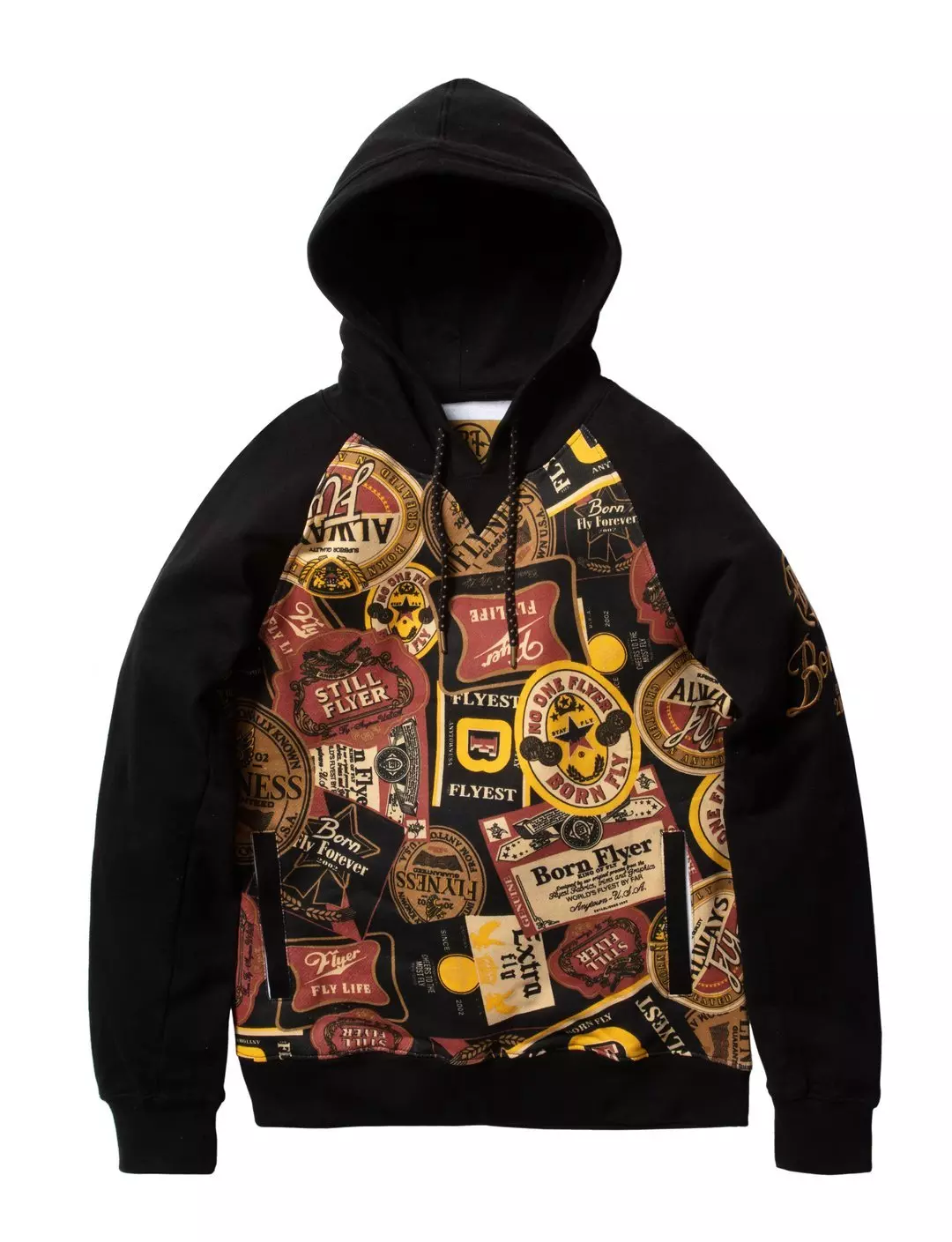 Born Fly Men's Cognac Pullover Hoodie - BLACK