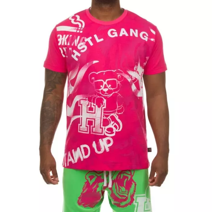 Hustle Gang Men's CGBG Knit "Cabaret/White" Tee - PINK