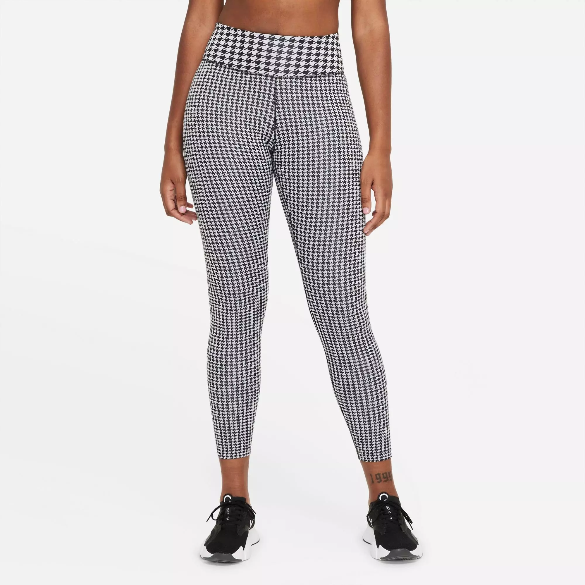Nike Women's One Icon Clash 7/8 "White/Black" Leggings - BLACK/WHITE