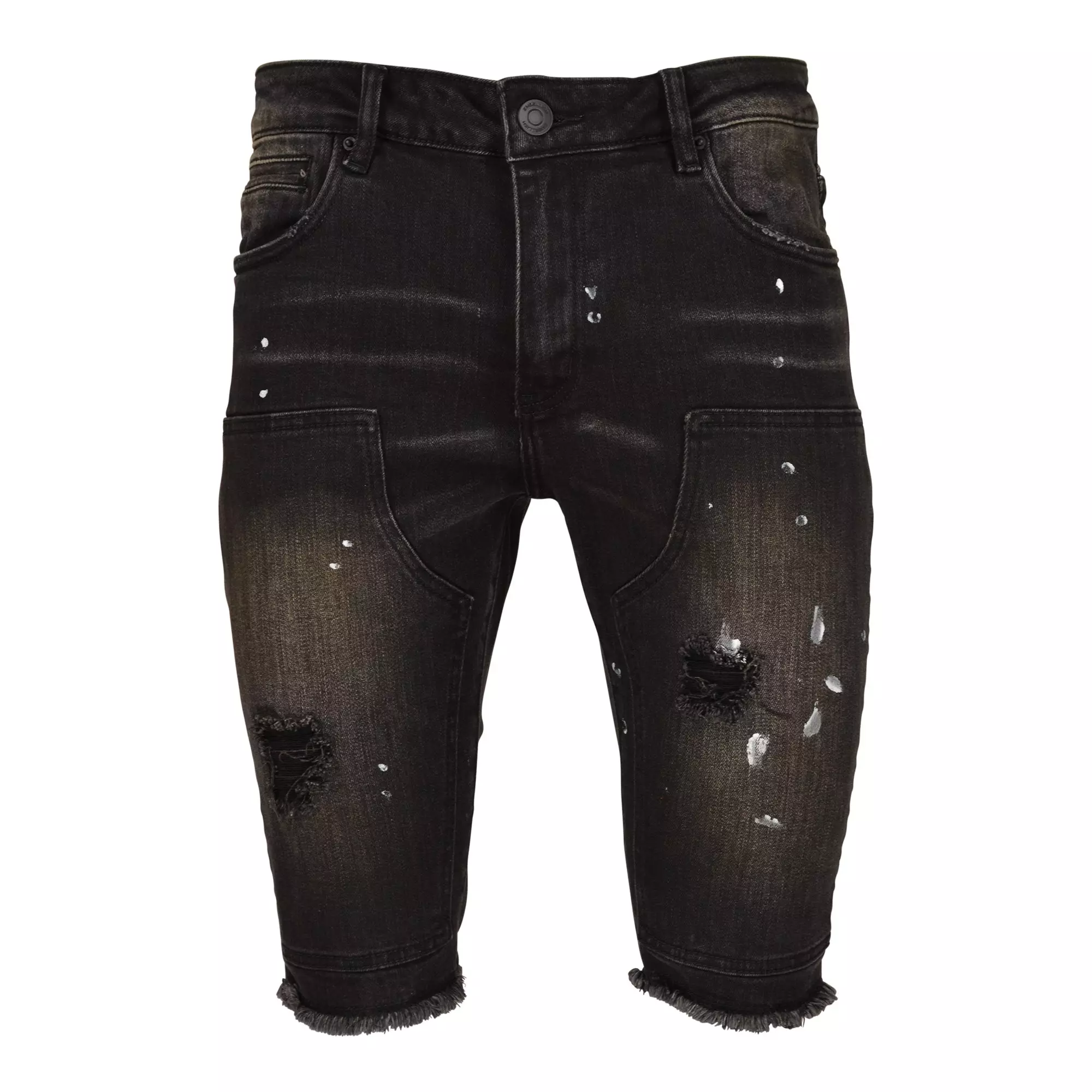 Embellish Men's Black Washed Slim Fit Hart Denim Short-Black - BLACK