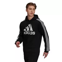 adidas Men's Essentials Fleece 3-Stripes Logo Hoodie-Black/White - Hibbett  | City Gear