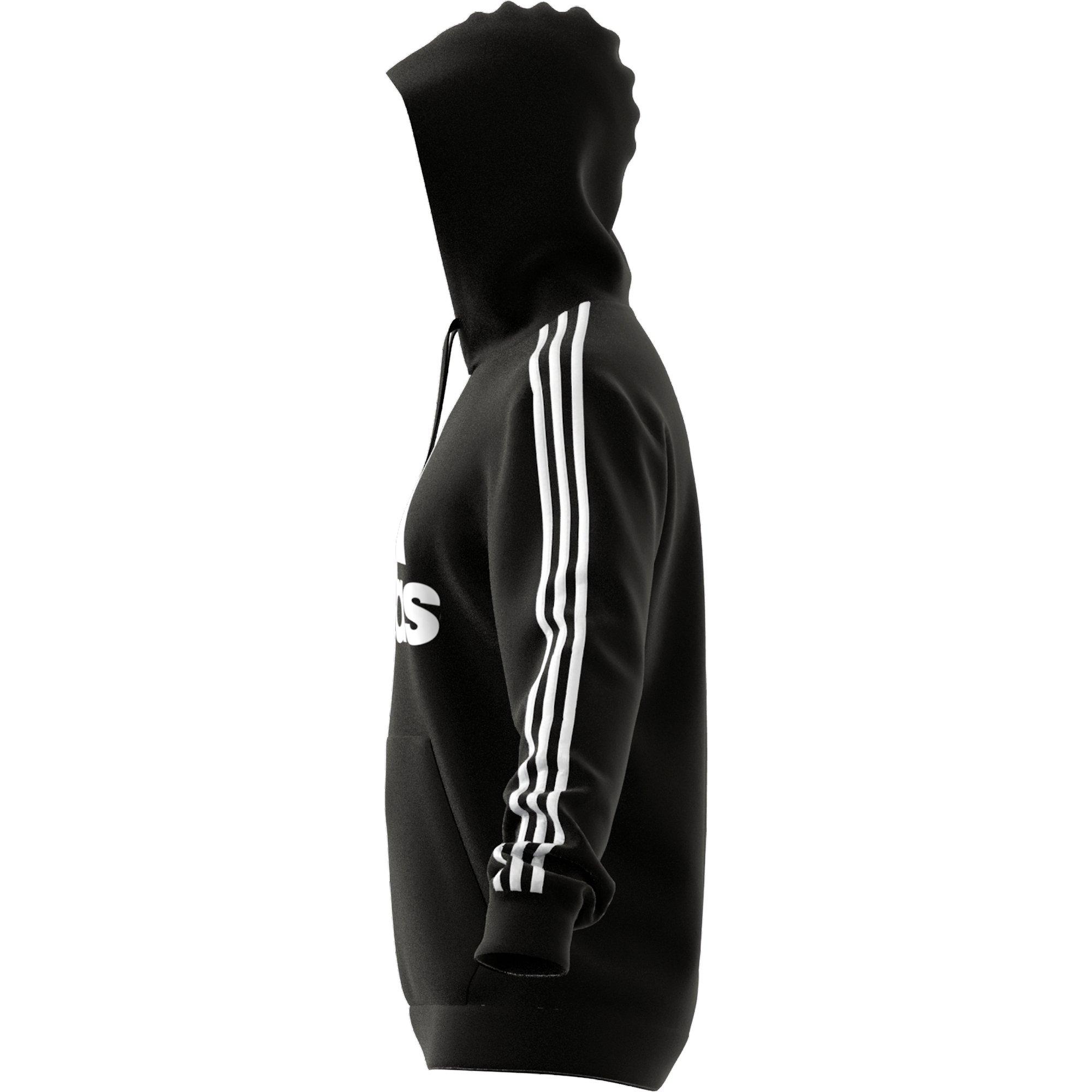 adidas Men\'s Essentials Fleece - City Logo Hoodie-Black/White Gear 3-Stripes Hibbett 