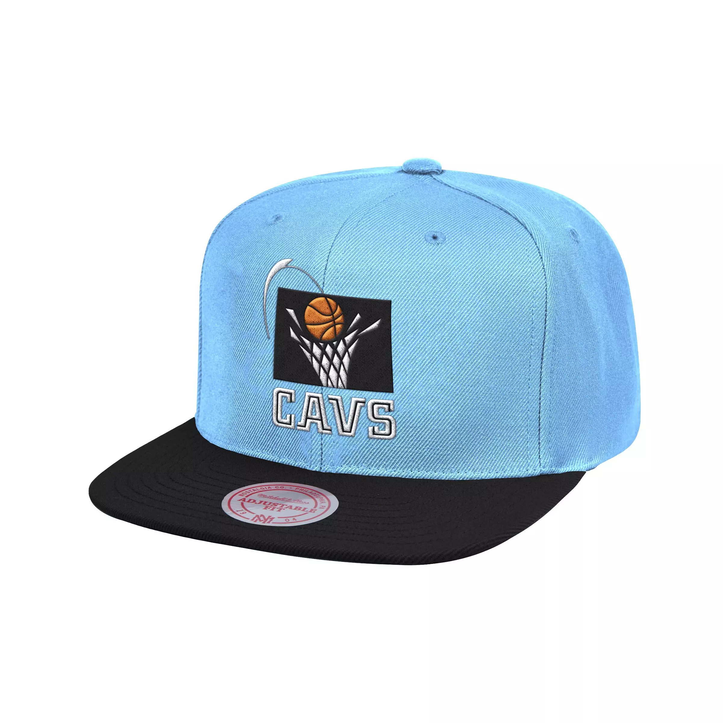 Mitchell & Ness Cleveland Cavaliers Core Basic HWC Snapback Hat - LT BLUE/BLACK