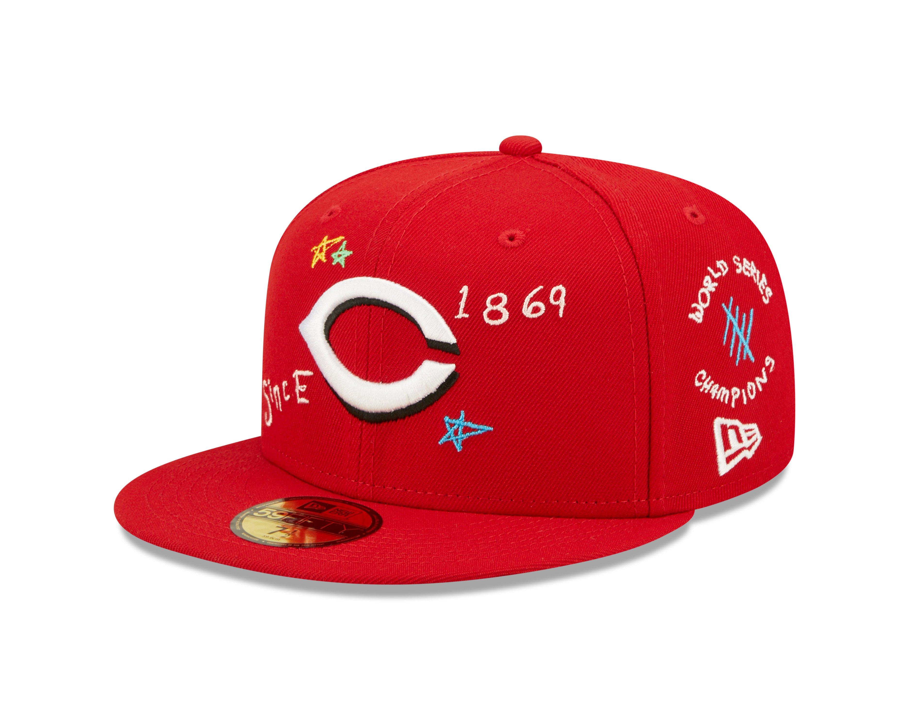 Men's New Era Stone/Red Cincinnati Reds Retro 59FIFTY Fitted Hat