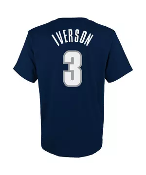 Mitchell & Ness Men's Georgetown Hoyas Allen Iverson Name and Number Navy T- Shirt - Hibbett