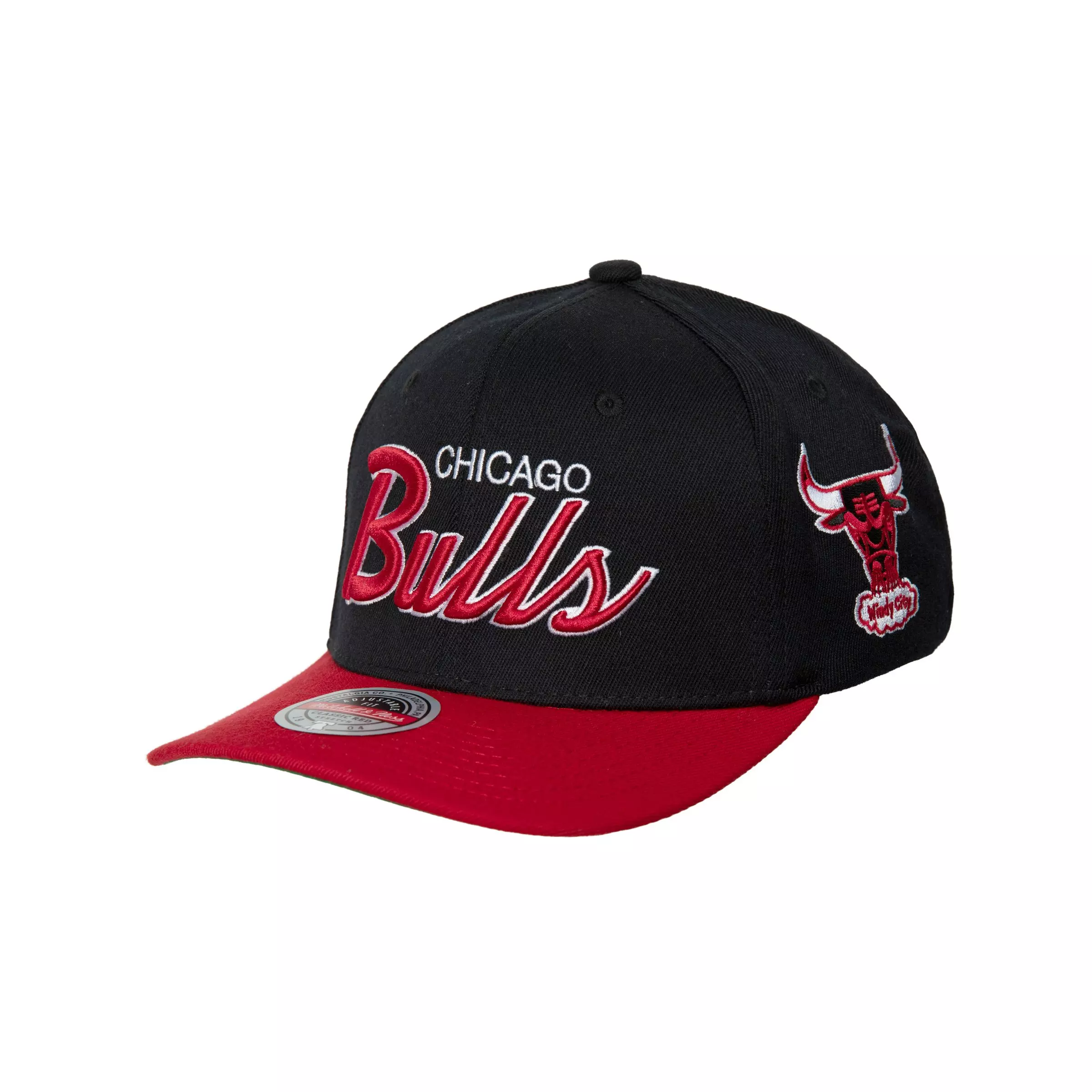 Mitchell & Ness Chicago Bulls Team Script 2.0 Stretch HWC Snapback Hat - BLACK/RED