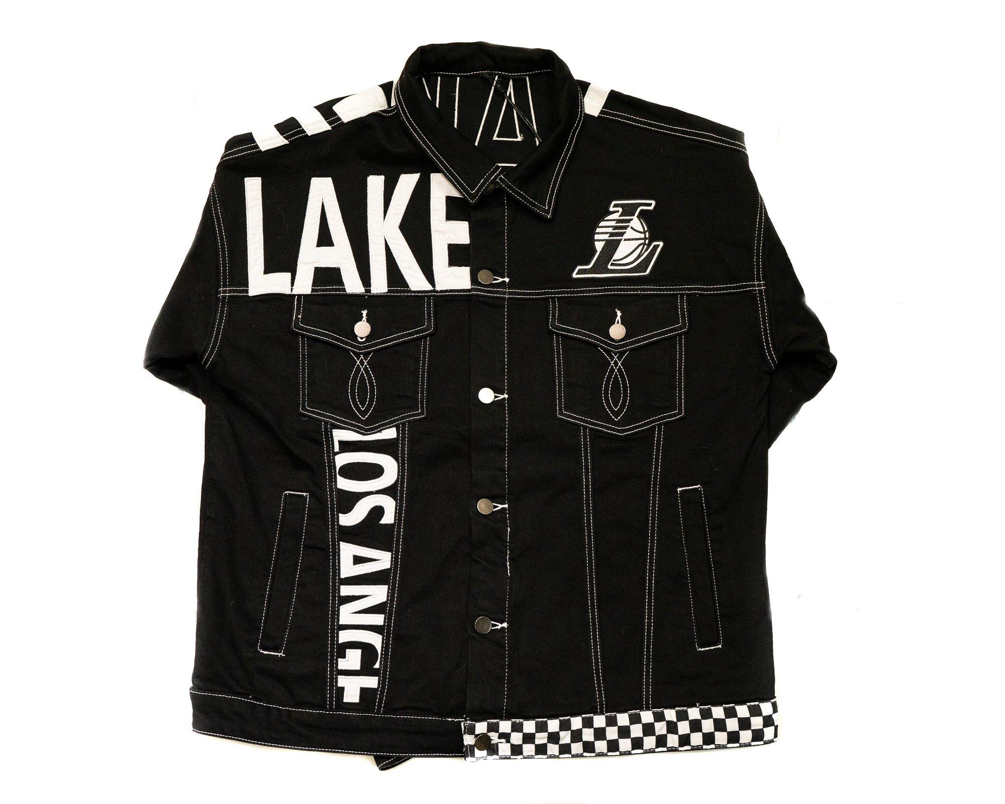 Los Angeles LA LAKERS Custom Denim Jean Jacket Number Jean 