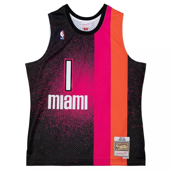 Mitchell & Ness Men's Miami Heat Chris Bosh Spray Paint Swingman Jersey, Pink, Size: Large, Polyester