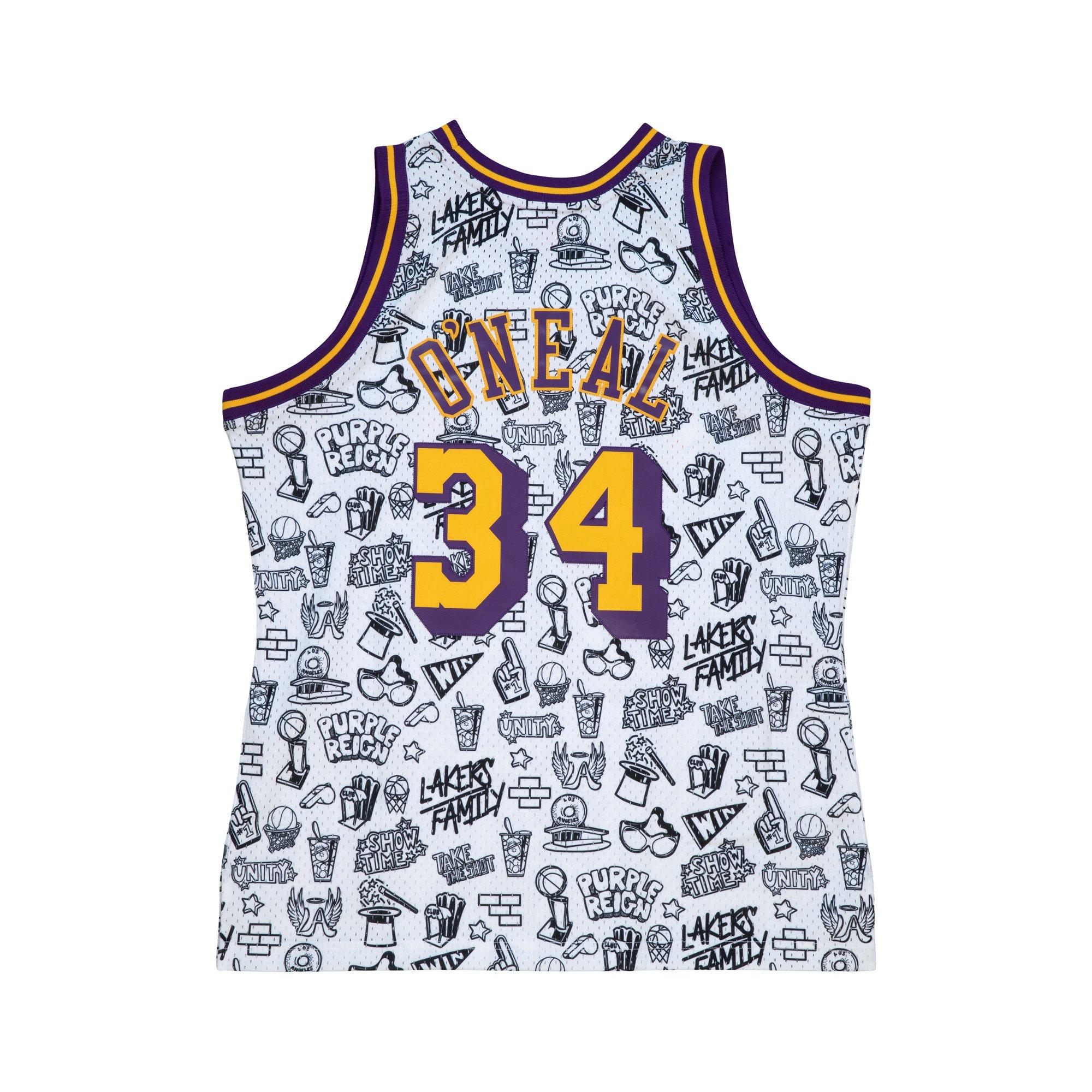 Mitchell & Ness Men's Shaquille O'Neal Black Los Angeles Lakers Swingman  Sidewalk Sketch Jersey - Macy's