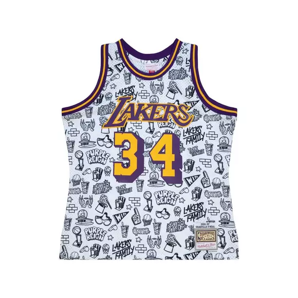Mitchell & Ness Mens NBA Los Angeles Lakers Swingman Jersey - Shaquille  O'Neal SMJYGS18178-LALPURP96SON Purple