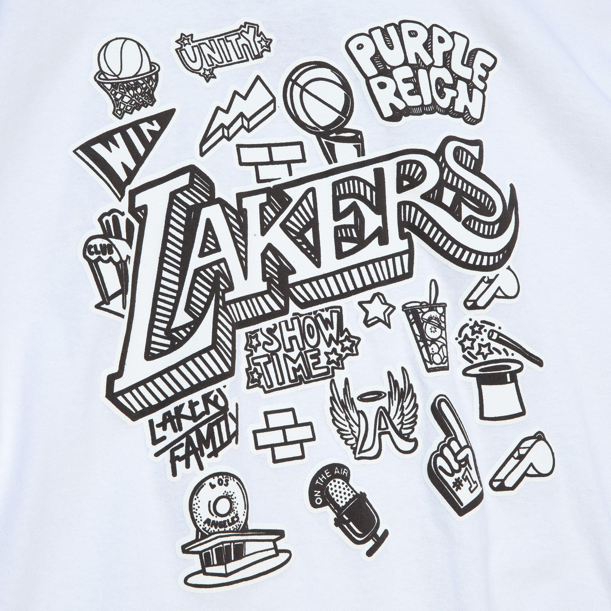 NBA Mitchell And Ness Los Angeles Lakers Doodle Shirt, hoodie