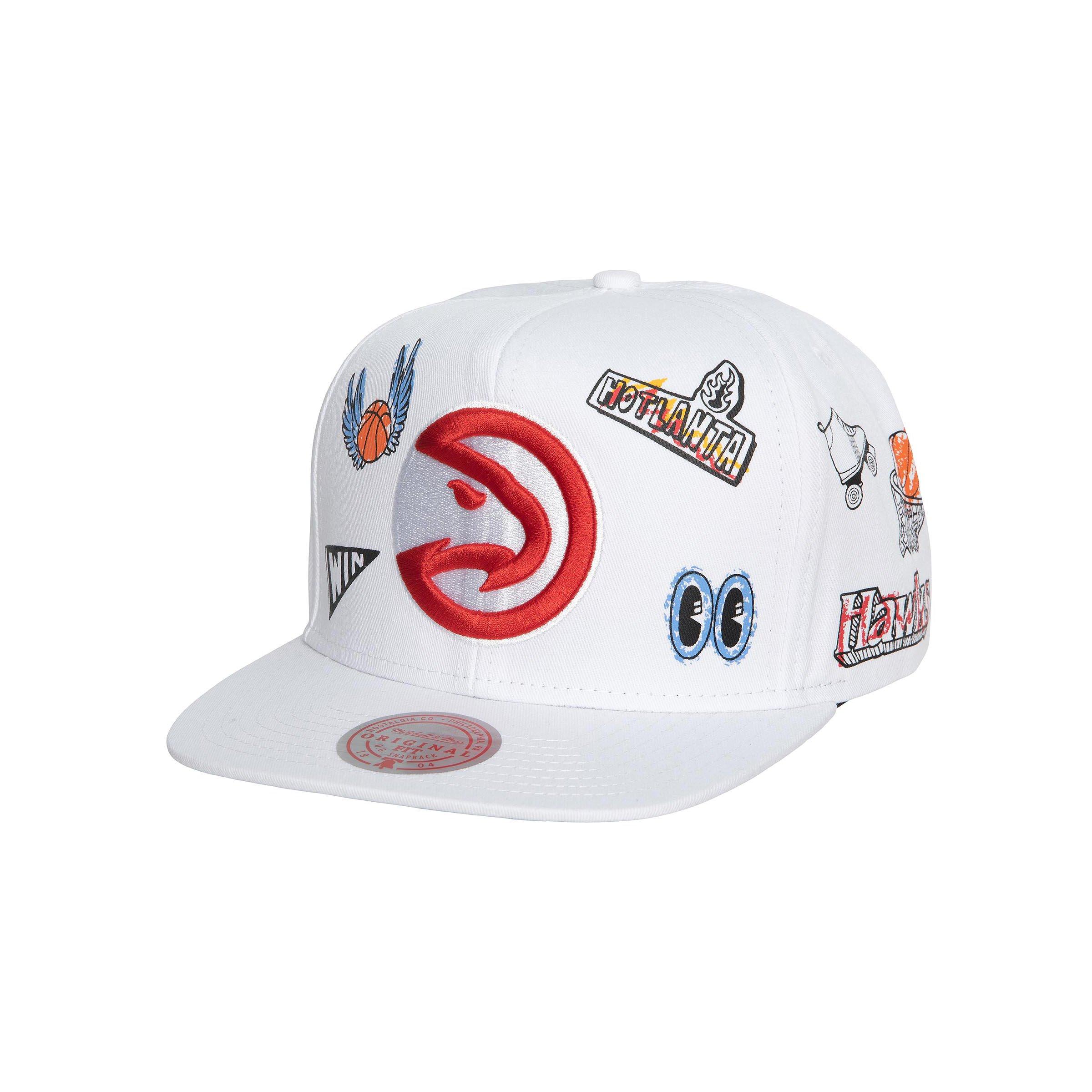 Mitchell & Ness Atlanta Hawks Doodle Hand Drawn Snapback Hat Hibbett