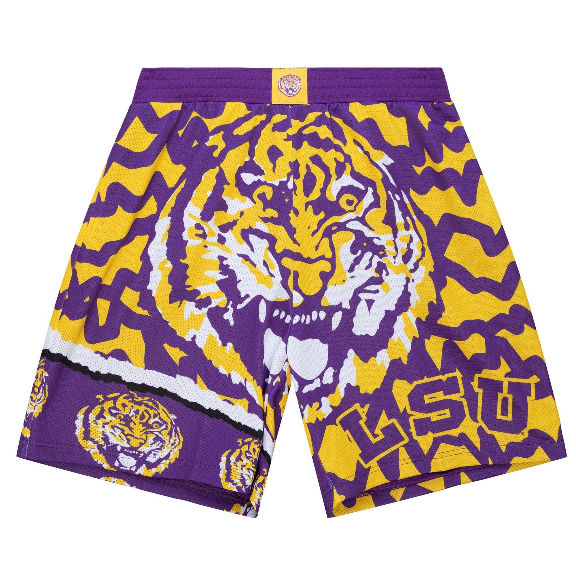 Mitchell & Ness Men's LSU Tigers Jumbotron Shorts - PURPLE/GOLD Thumbnail View 1