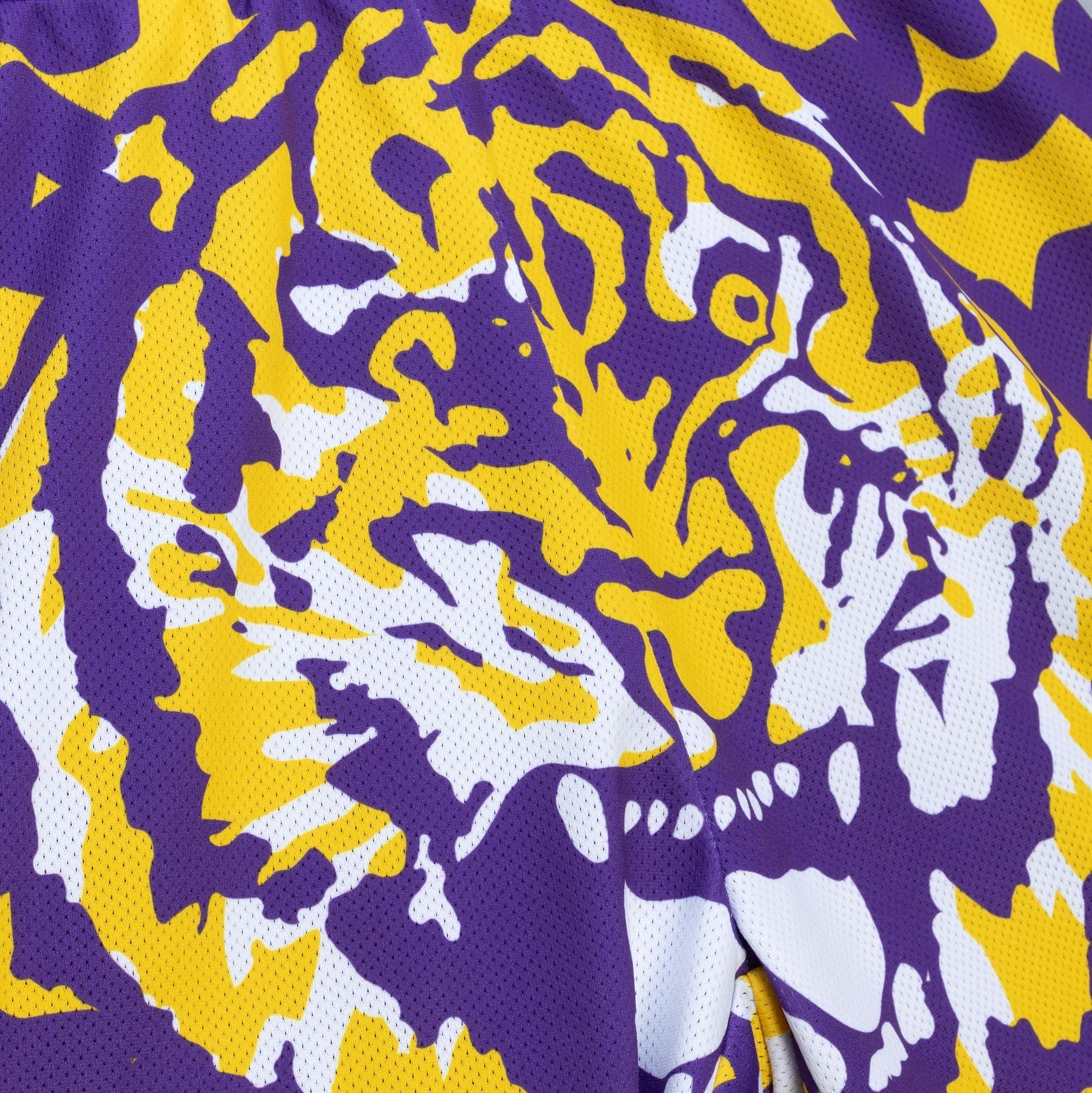 Mitchell & Ness Men's LSU Tigers Jumbotron Shorts - PURPLE/GOLD Thumbnail View 3