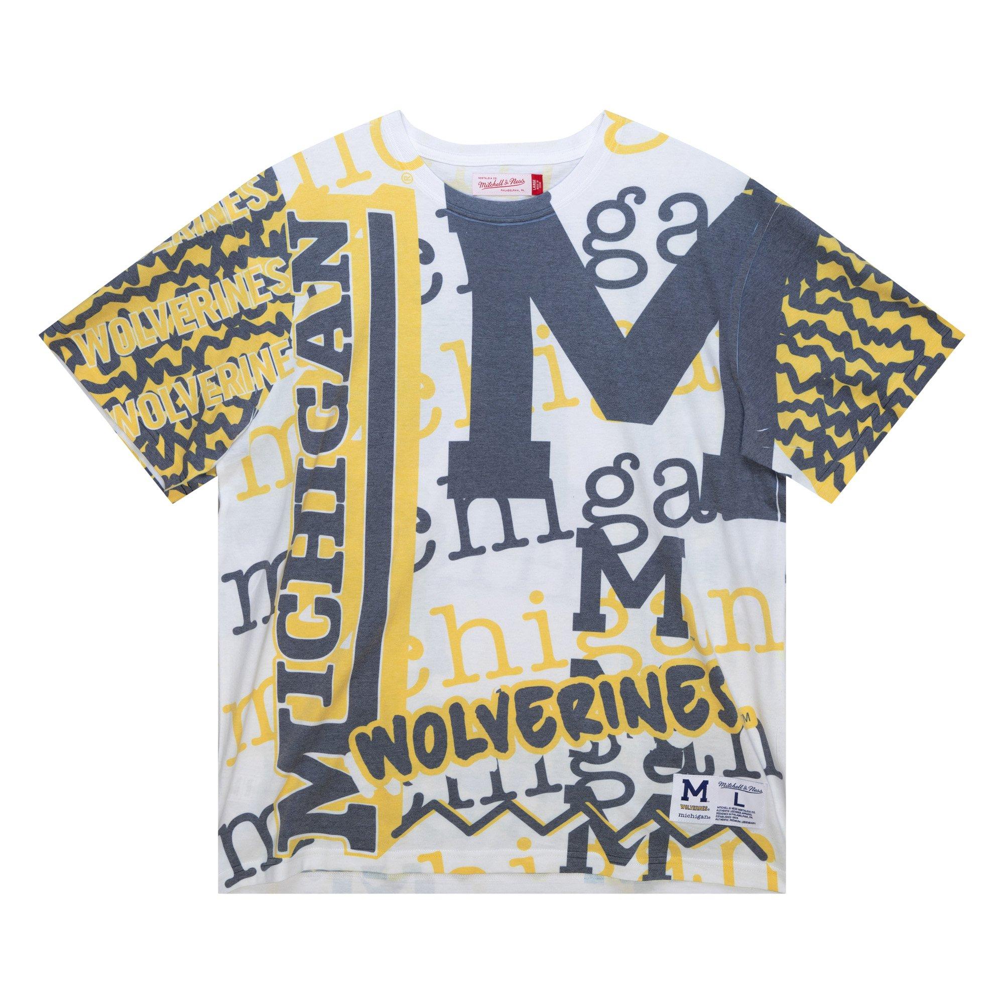 Mitchell & Ness Men's Michigan Wolverines Jumbotron T-Shirt - NAVY/YELLOW Thumbnail View 1