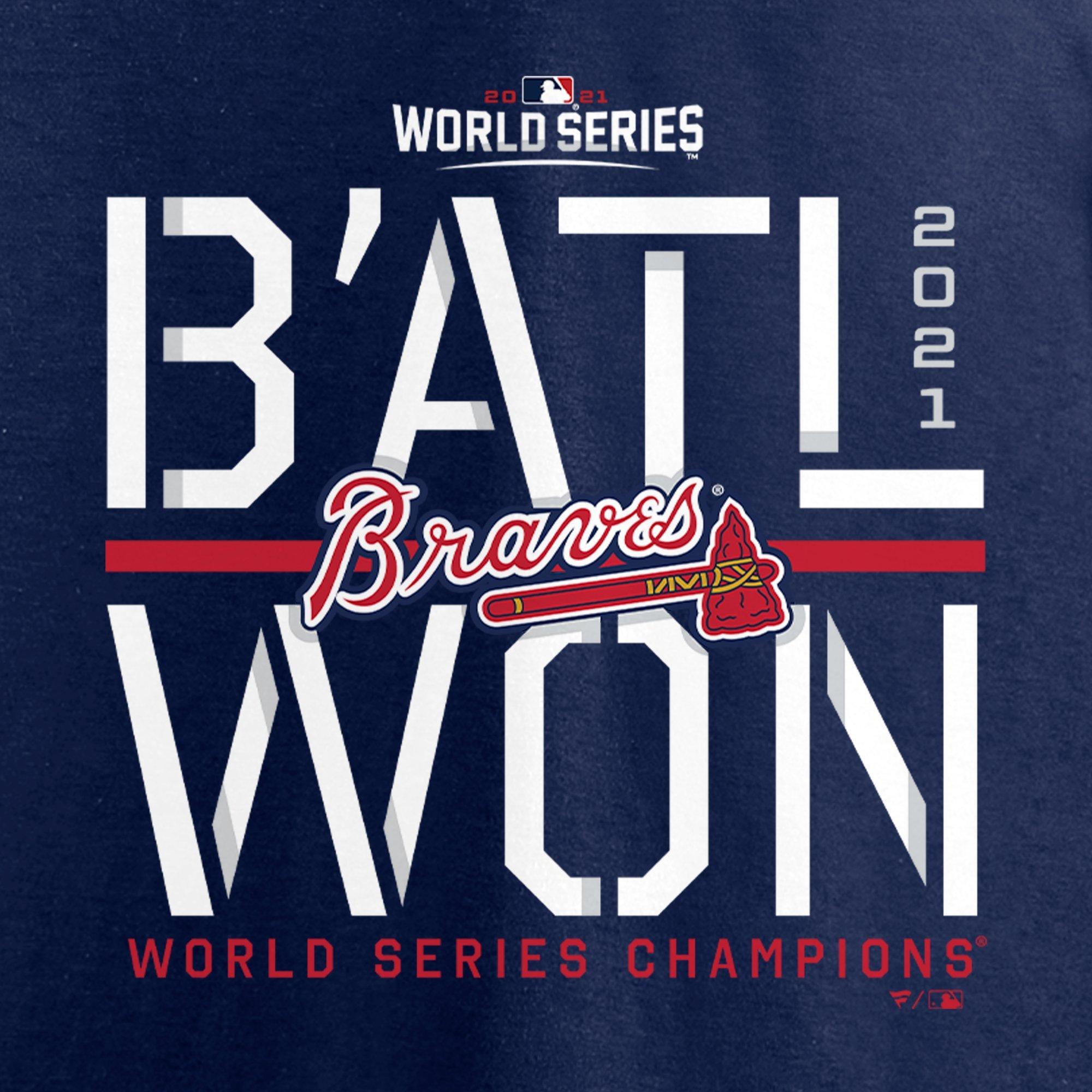 Fanatics Men's Atlanta Braves 2021 World Series Champions Stealing Home T-Shirt - NAVY Thumbnail View 3