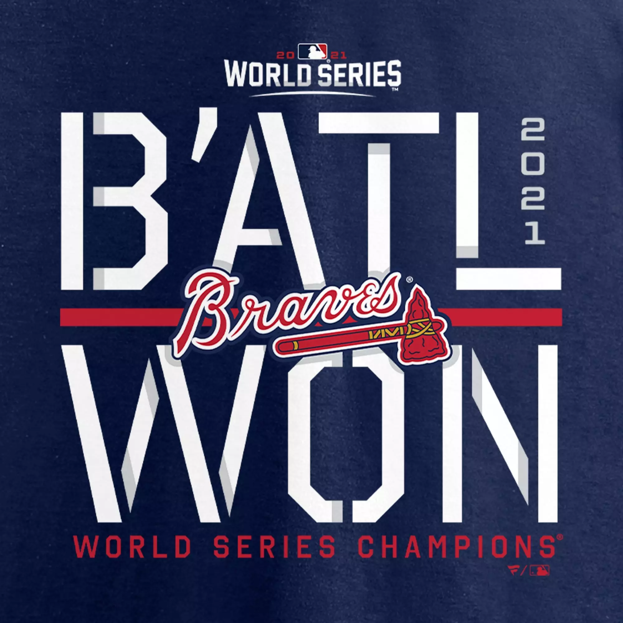 Fanatics Men's Atlanta Braves 2021 World Series Champions Stealing Home T-Shirt - NAVY