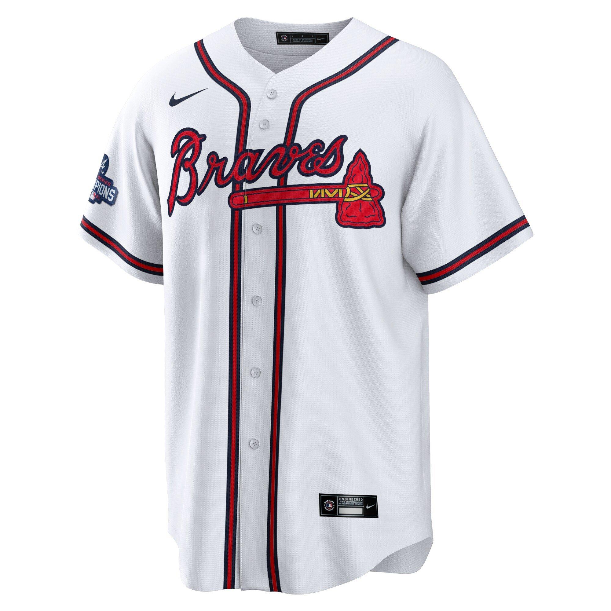 Nike Men's Atlanta Braves Ronald Acuna Jr. 2021 World Series Patch Jersey