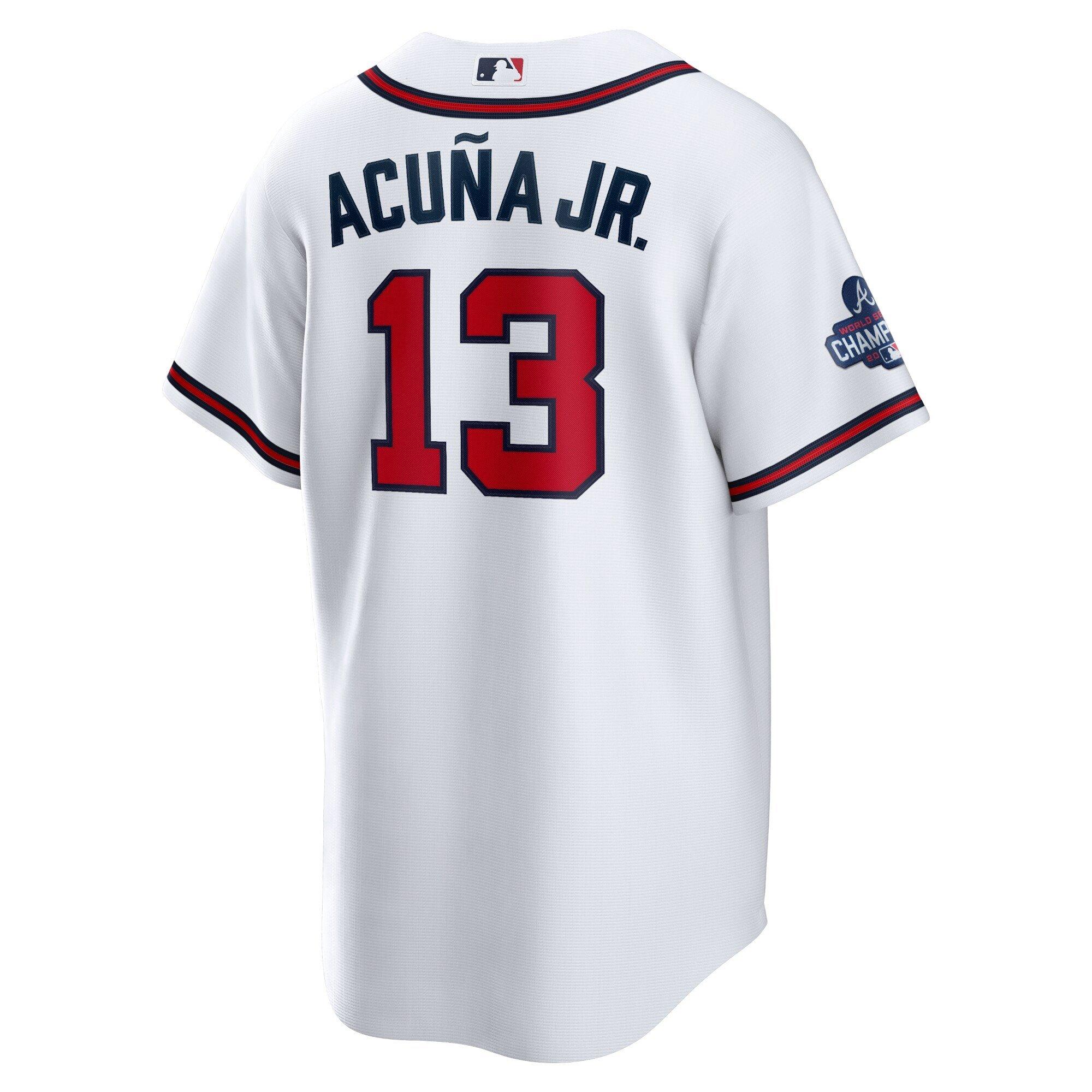 تصميم خزائن ملابس Men's Cream Atlanta Braves #13 Ronald Acuna Jr. 2021 World Series Champions With 150th Anniversary Flex Base Stitched Jersey طاولات قابلة للطي