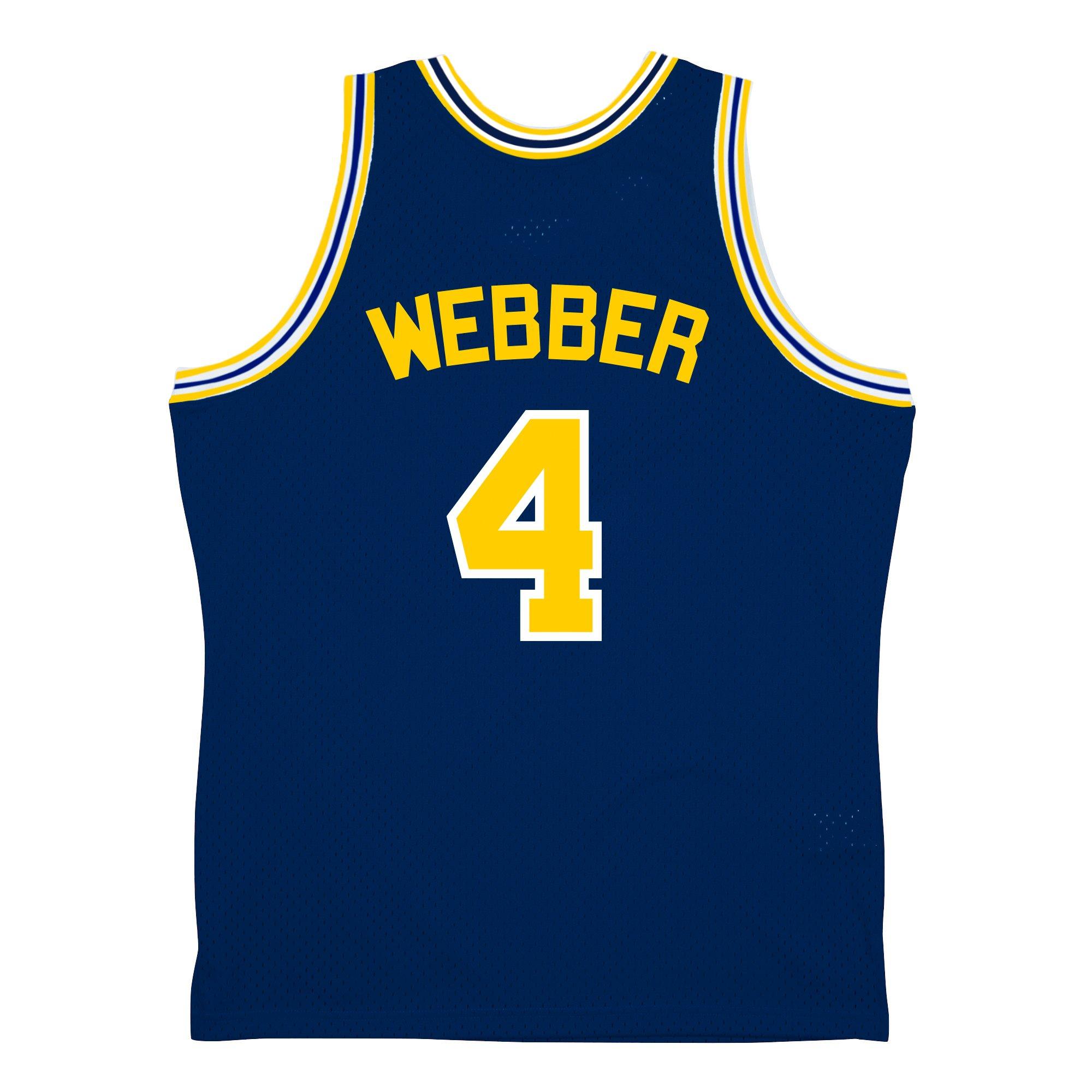 Mitchell & Ness Men's Michigan Wolverines #4 Maize Chris Webber Swingman Home Jersey, Large, Yellow