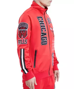 Profile Men's Red/Black Chicago Bulls Big & Tall Pieced Body Full-Zip Track Jacket